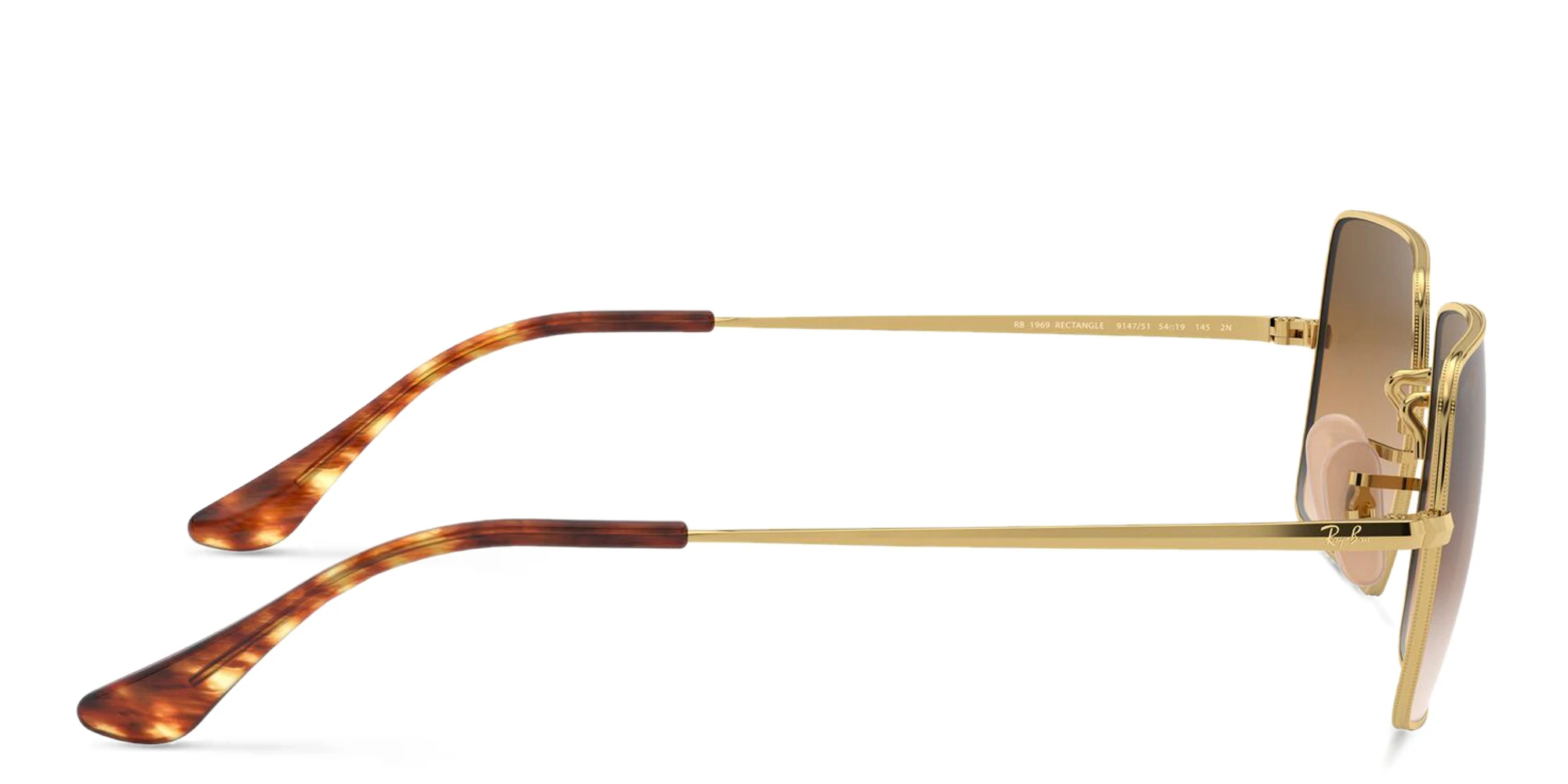 Shop Ray-Ban Unisex Rectangle Sunglasses in Gold online.