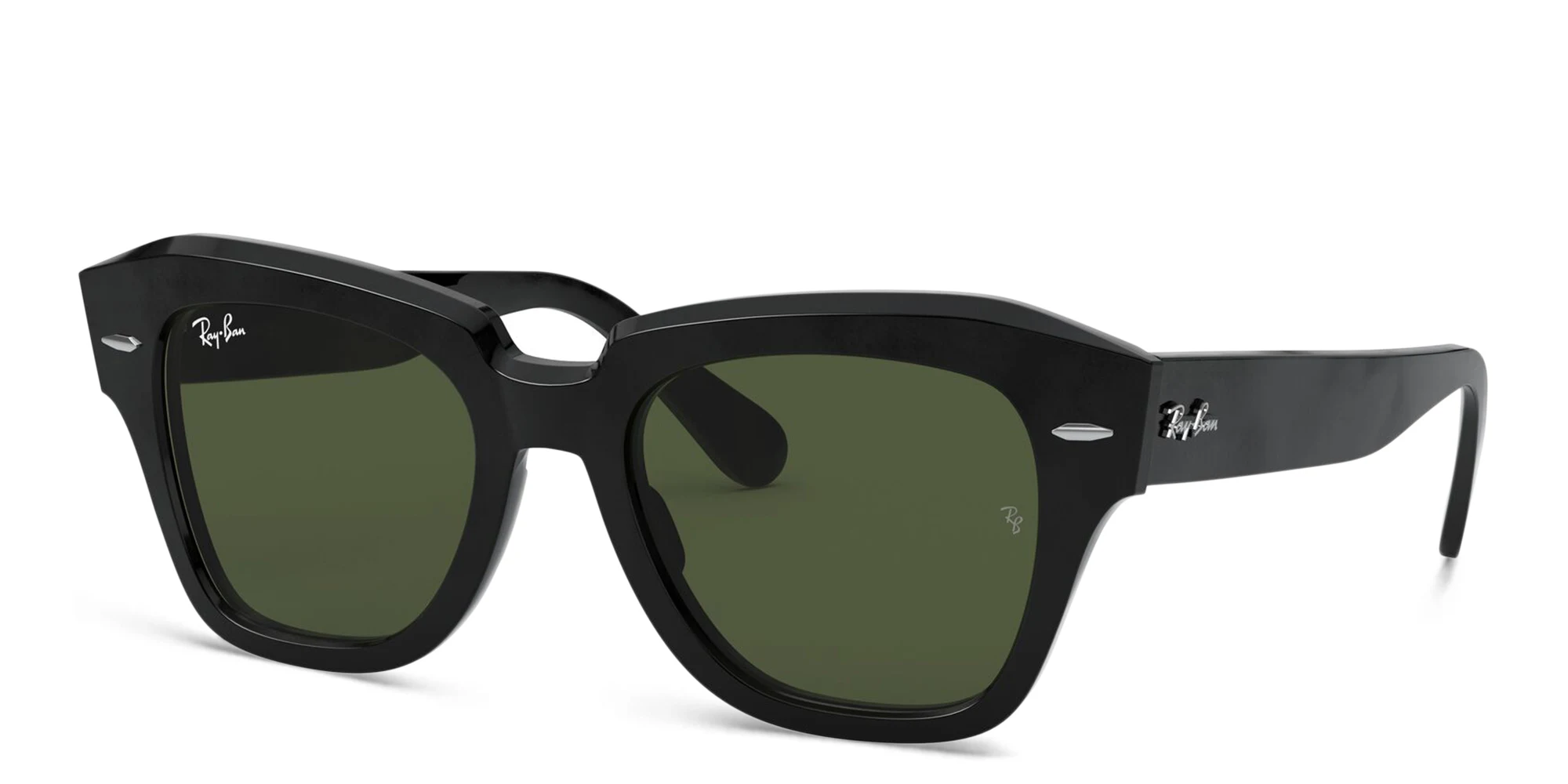 تسوق نظارة شمسية "ستايت ستريت" بإطار مربع للجنسين راي بان بلون أسود أونلاين.