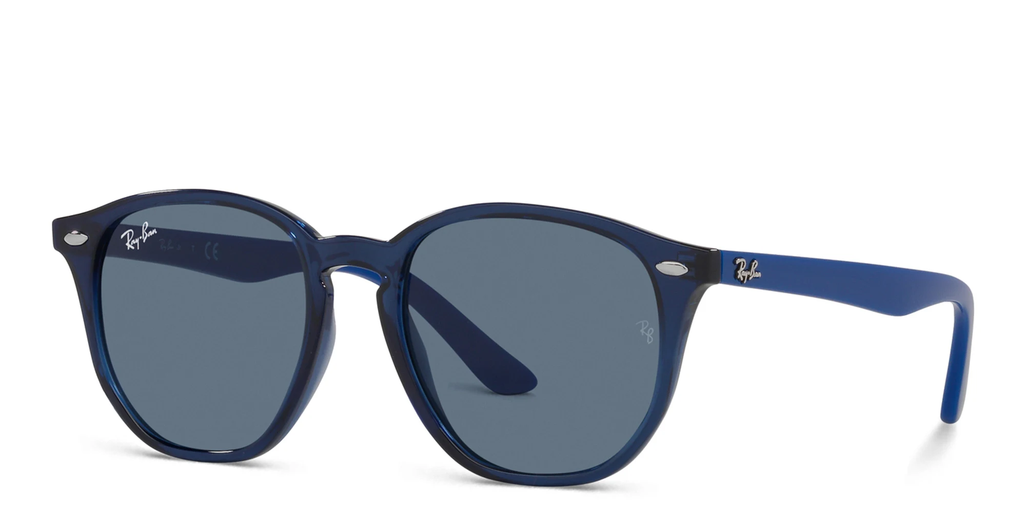 Shop Ray-Ban Junior Kids Irregular Sunglasses in Transparent Blue online.