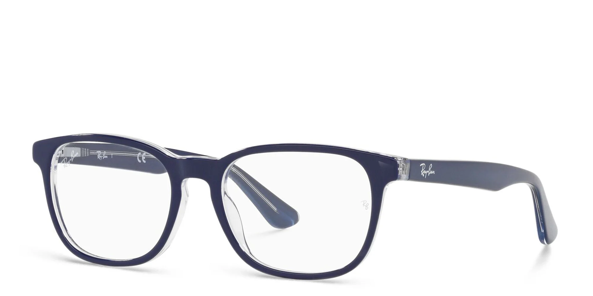Shop Ray-Ban Junior Kids Square Eyeglasses in Blue On Transparent online.
