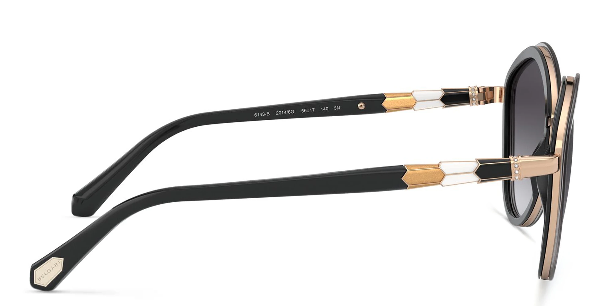 Shop BVLGARI Irregular Sunglasses in Black online.
