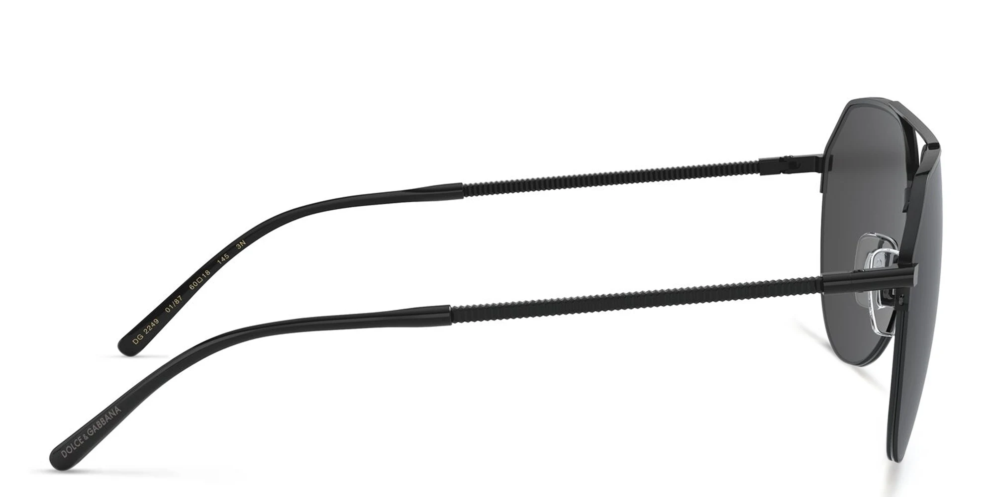 Shop Dolce & Gabbana Half Rim Aviator Sunglasses in Black online.