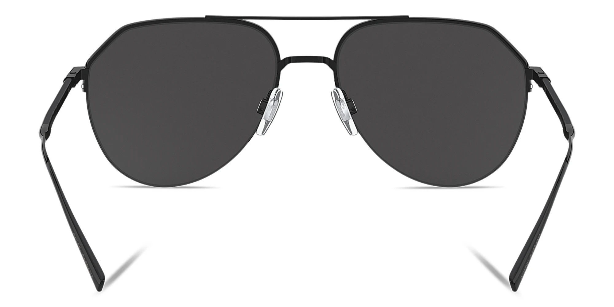 Shop Dolce & Gabbana Half Rim Aviator Sunglasses in Black online.