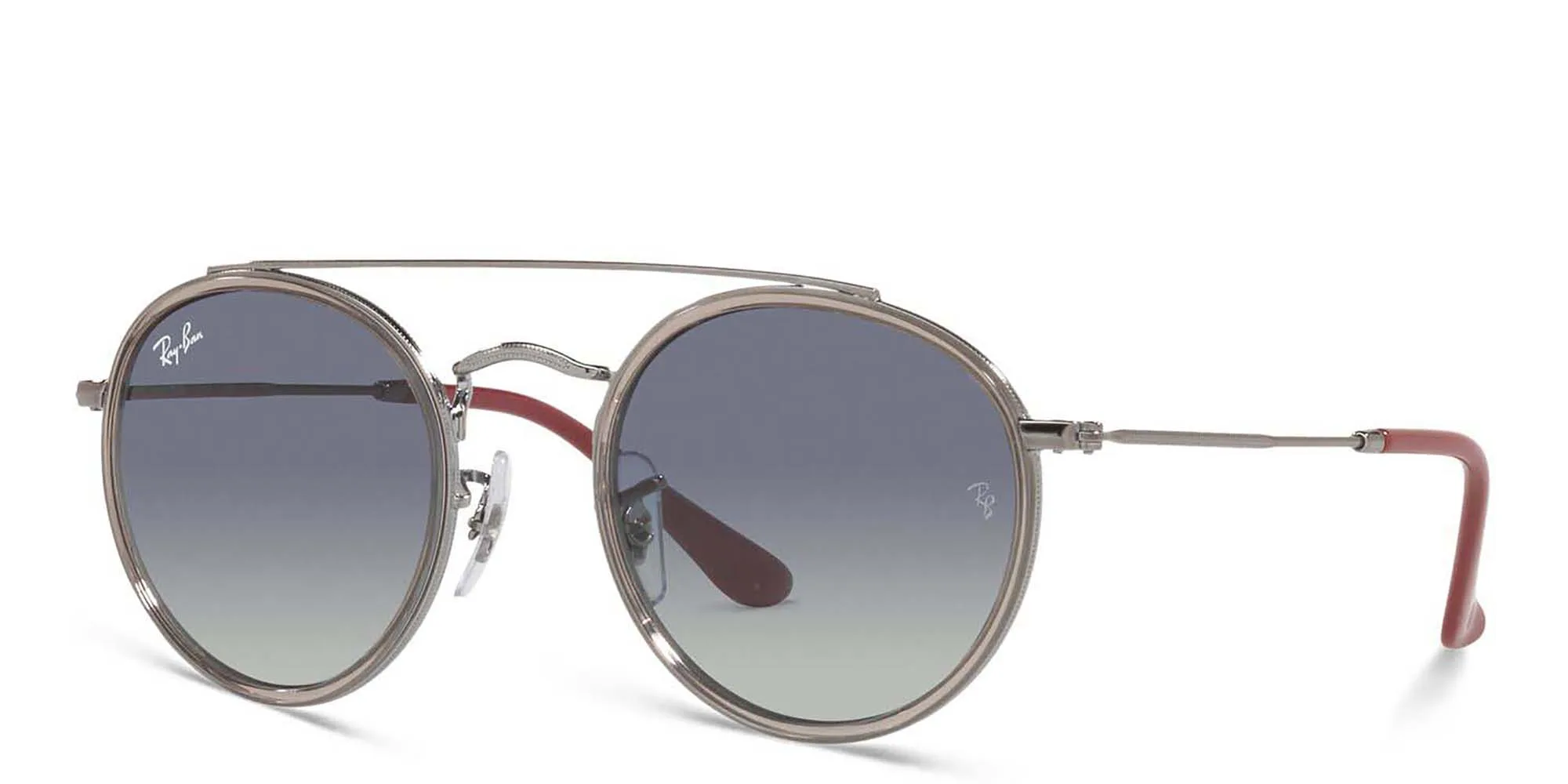 Shop Ray-Ban Junior Kids Round Sunglasses in Transparent Grey online.