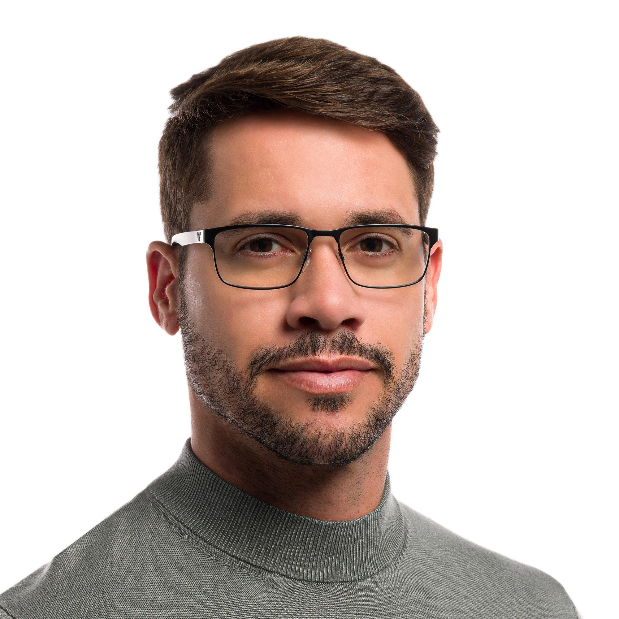 Shop Emporio Armani Rectangle Eyeglasses in Matte Black online.
