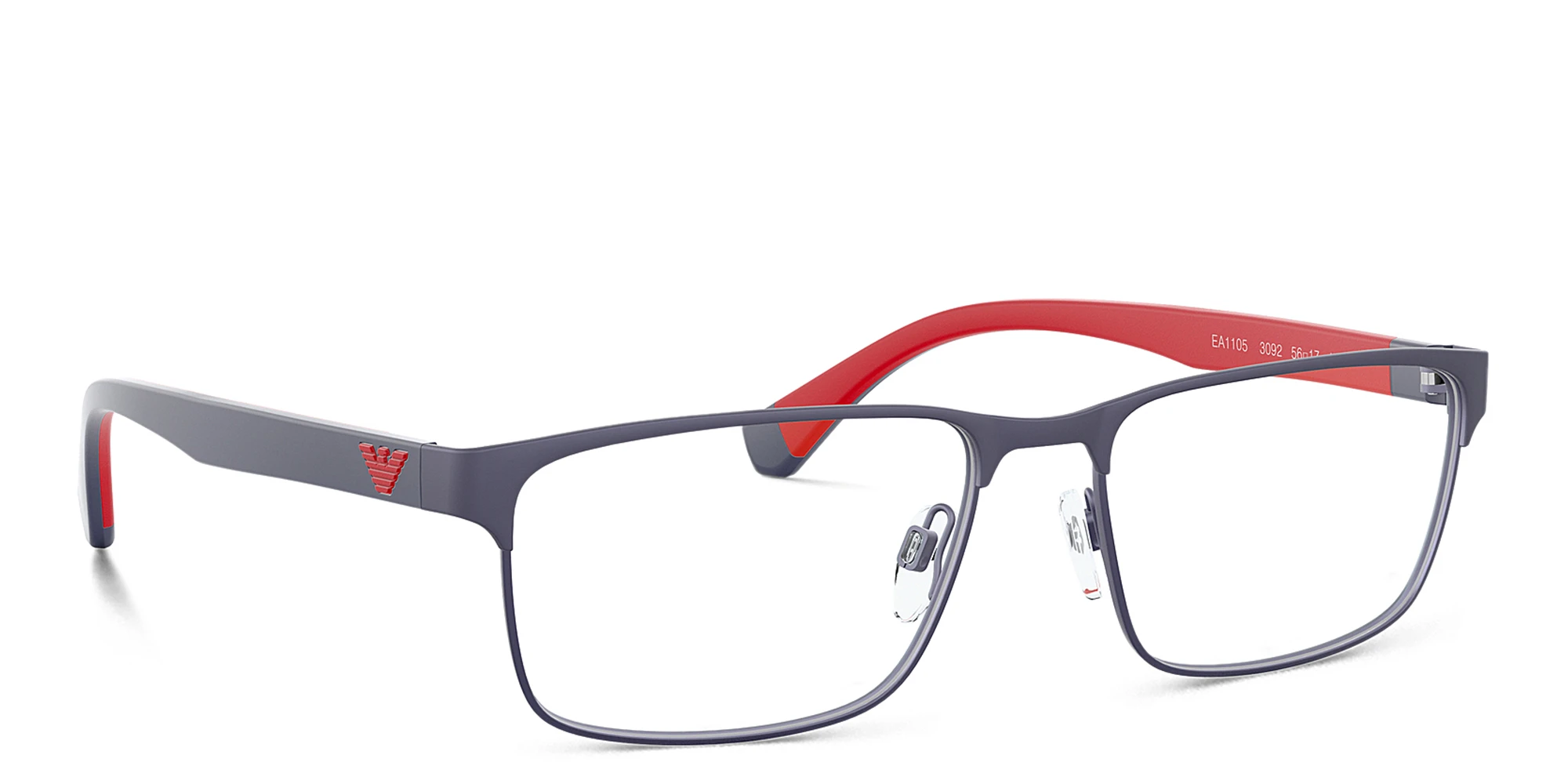 Shop Emporio Armani Rectangle Eyeglasses in Matte Blue online.