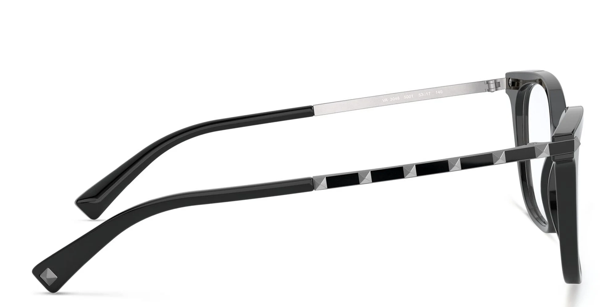 Shop VALENTINO Stud Square Eyeglasses in Black online.