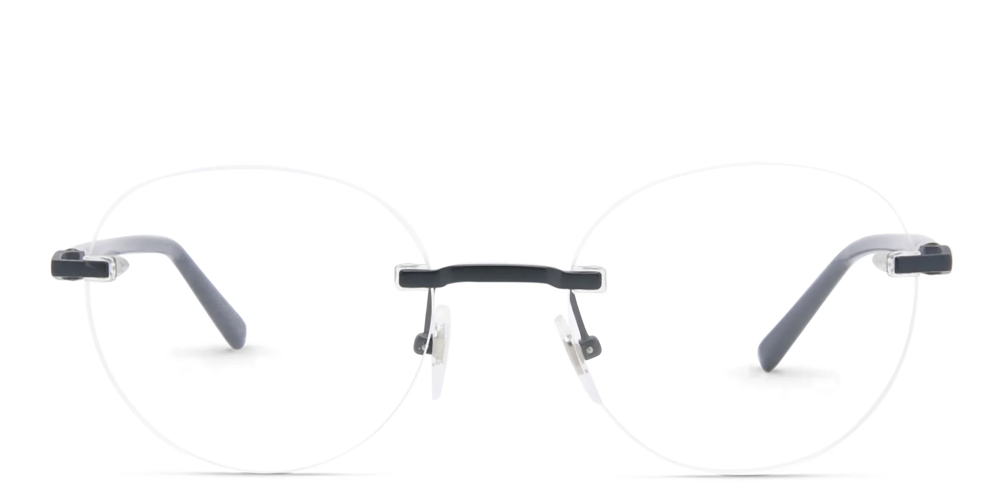 Shop EYE'M Rimless Round Eyeglasses in Blue online.
