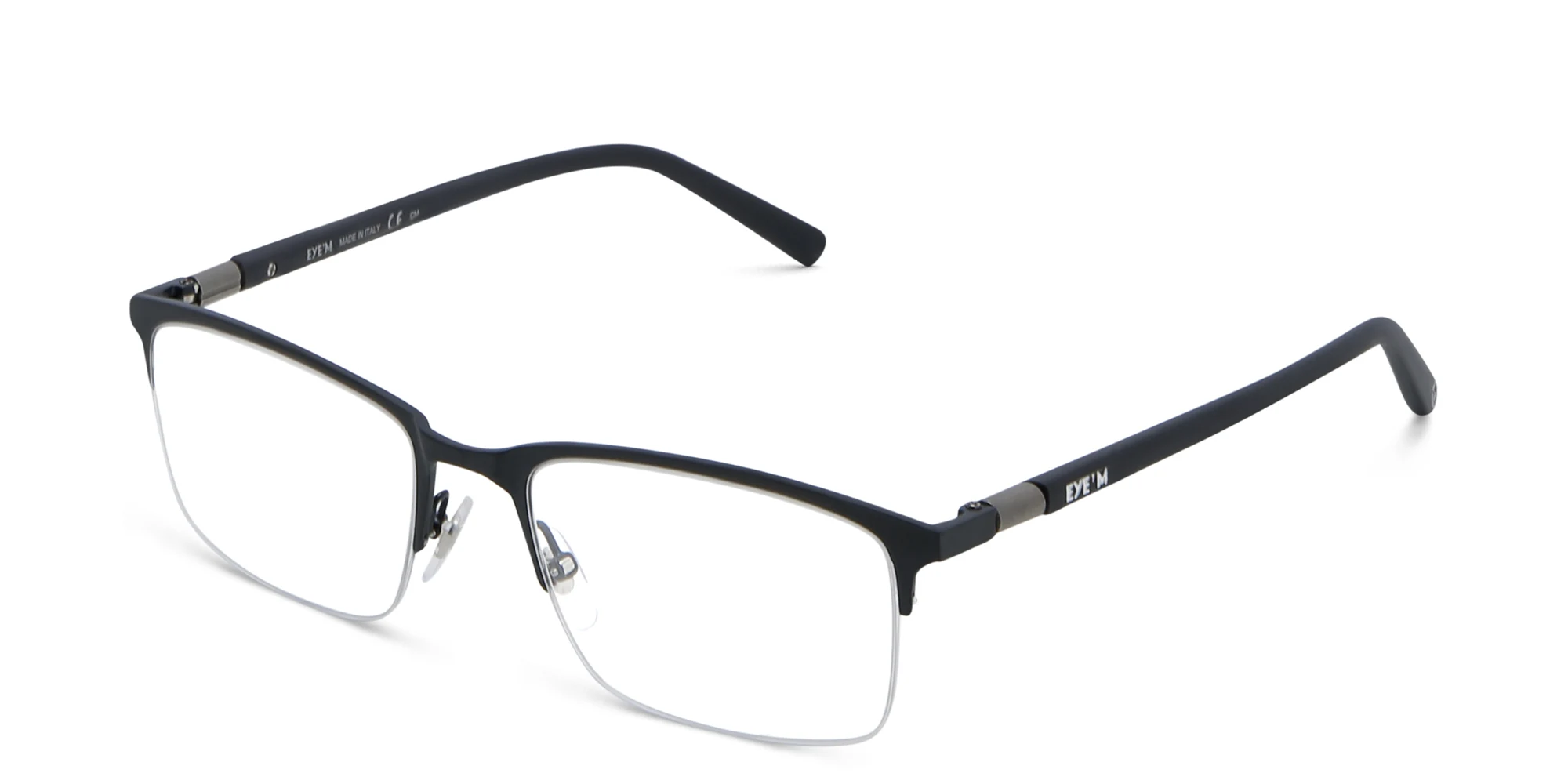 Shop EYE'M Half Rim Rectangle Eyeglasses in Gunmetal online.
