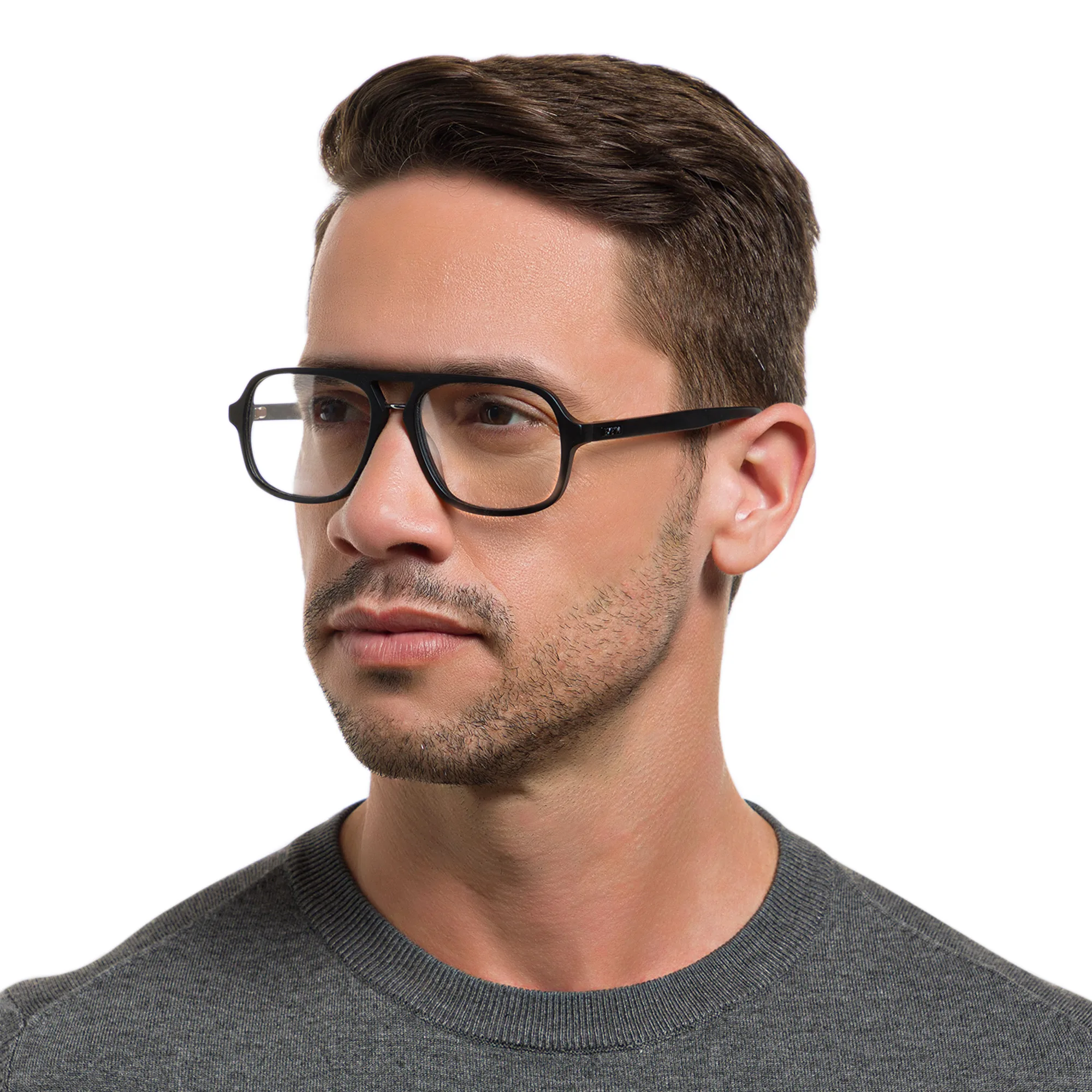 Shop EYE'M Aviator Eyeglasses in Black & Silver online.