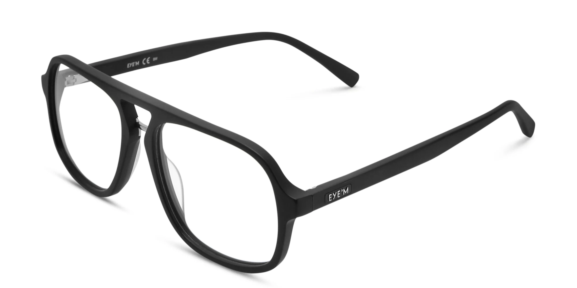 Shop EYE'M Aviator Eyeglasses in Black & Silver online.