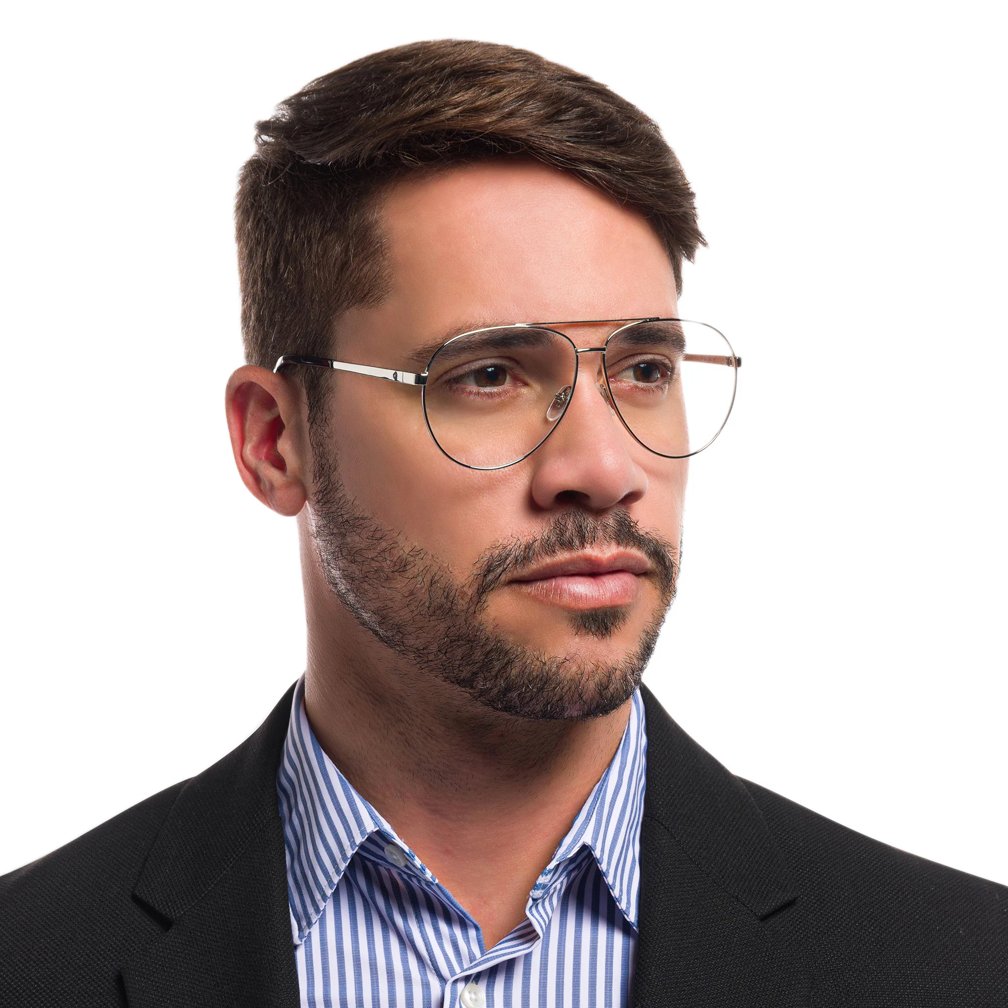 Shop EYE'M Wide Aviator Eyeglasses in Silver online.