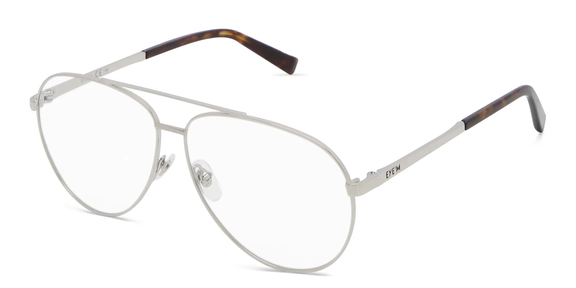 Shop EYE'M Wide Aviator Eyeglasses in Silver online.