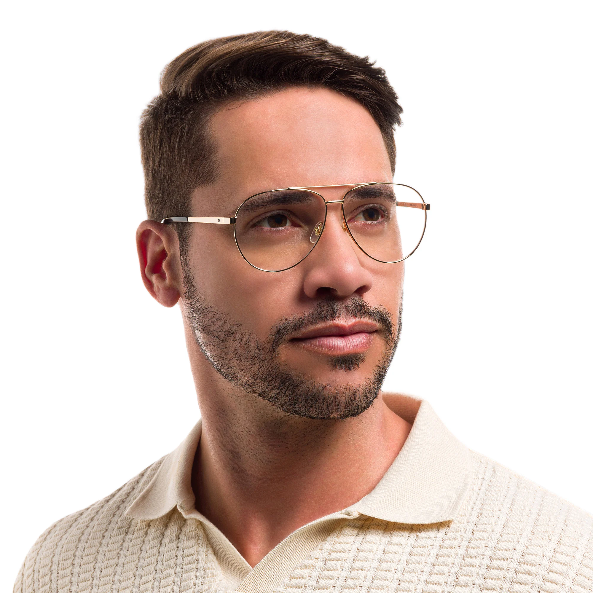 Shop EYE'M Wide Aviator Eyeglasses in Gold online.