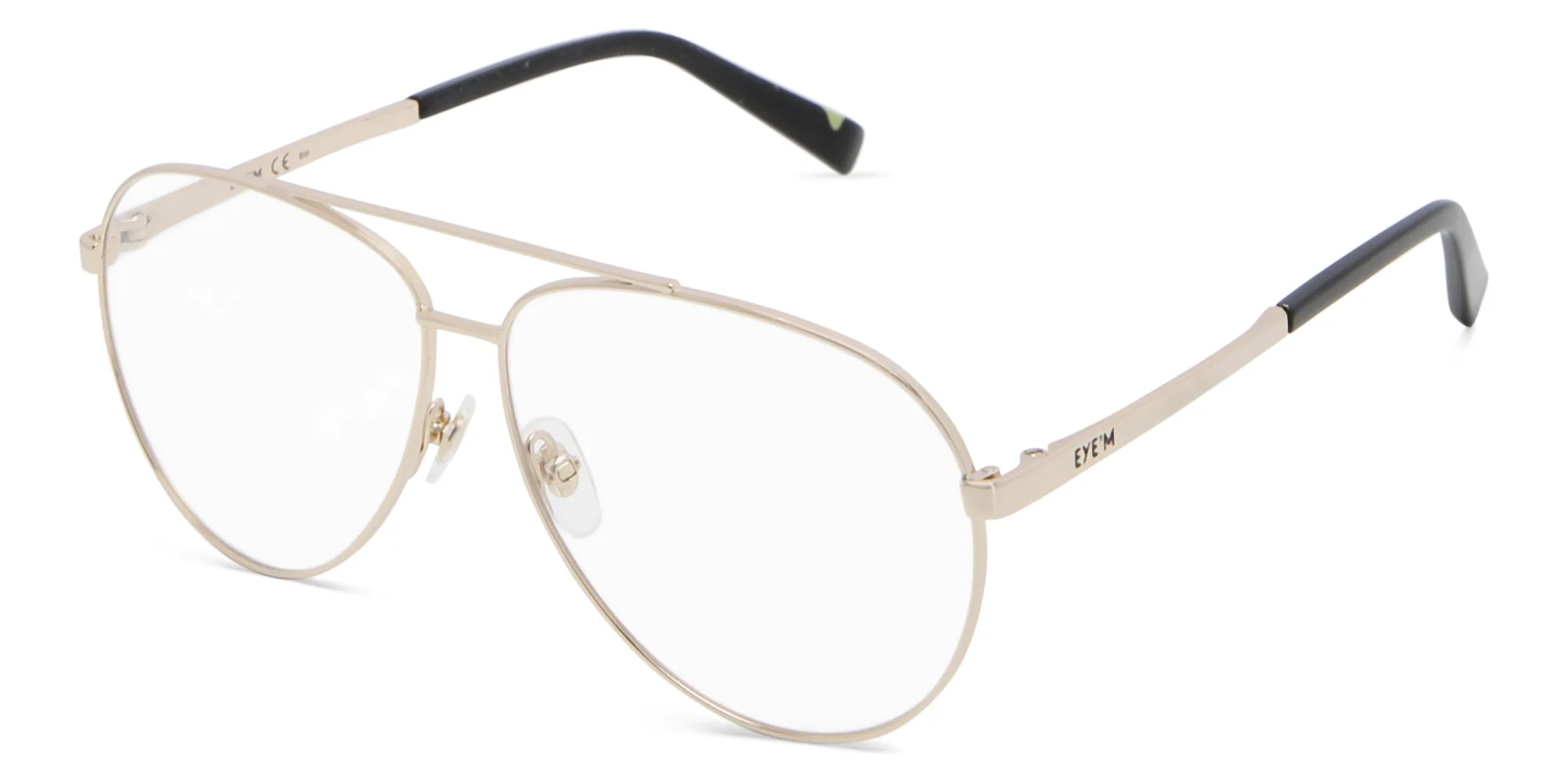 Shop EYE'M Wide Aviator Eyeglasses in Gold online.