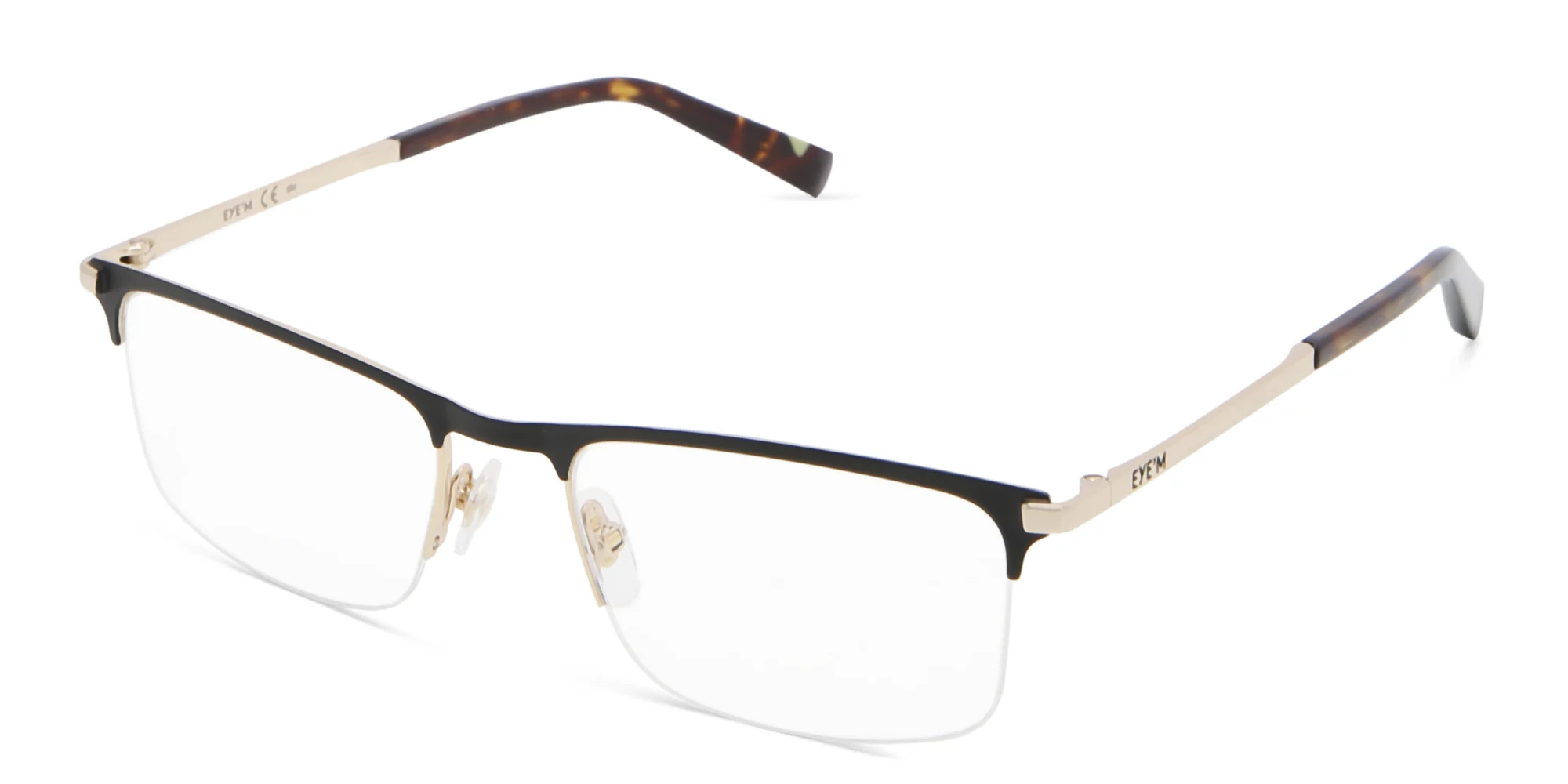 Shop EYE'M Half Rim Rectangle Eyeglasses in Gold online.