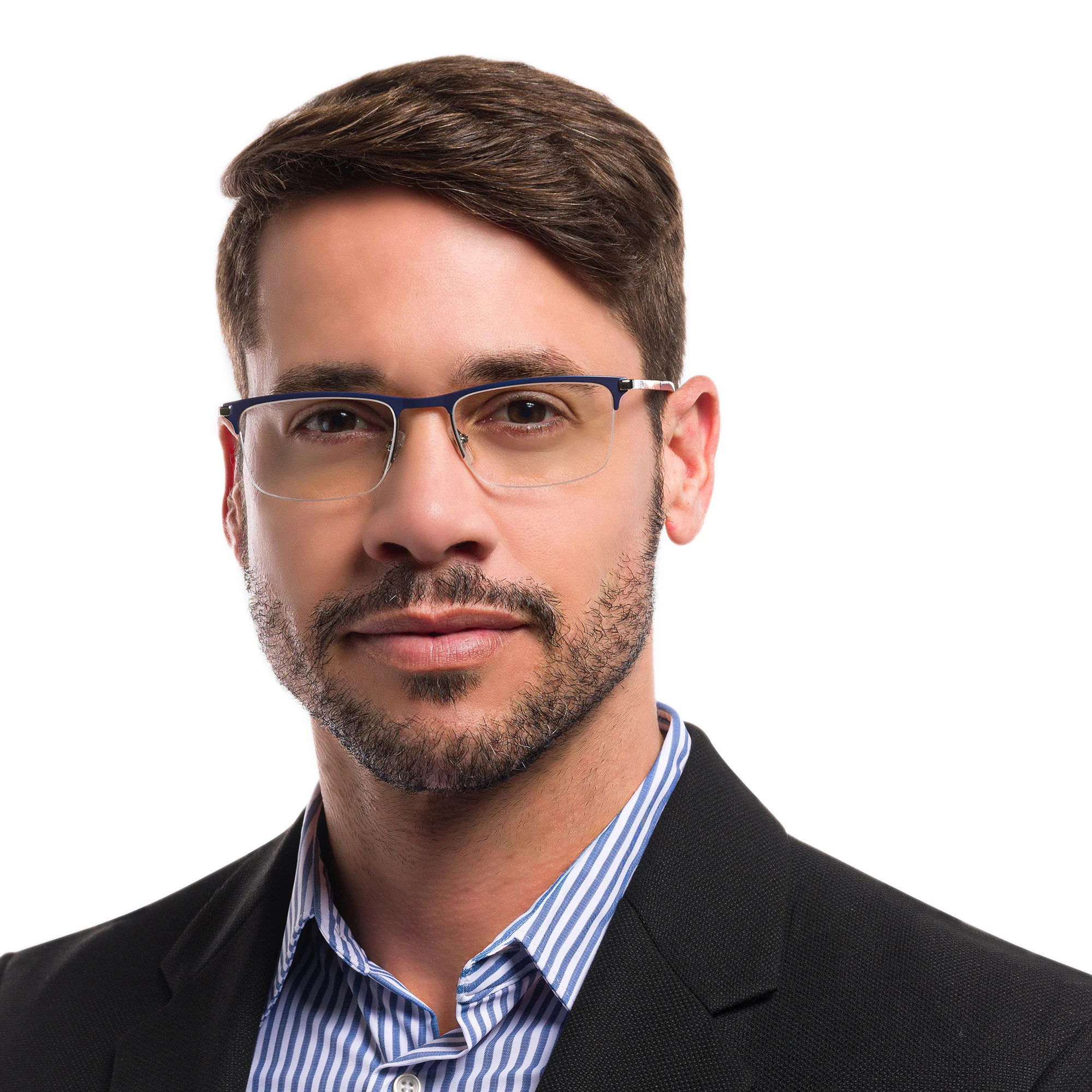 Shop EYE'M Half Rim Rectangle Eyeglasses in Blue online.