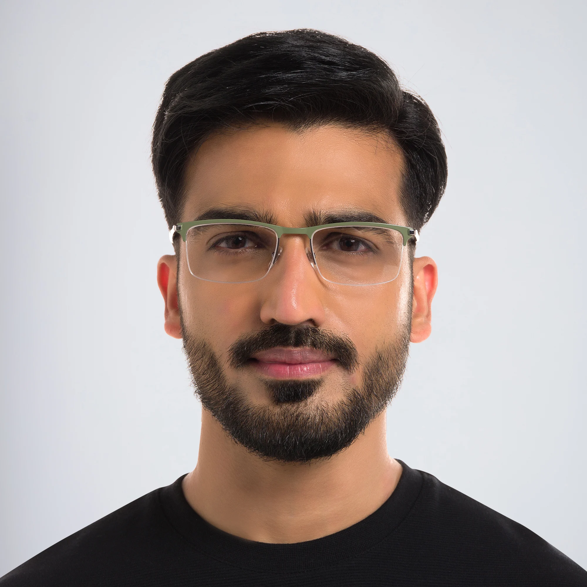 Shop EYE'M Half Rim Rectangle Eyeglasses in Green online.