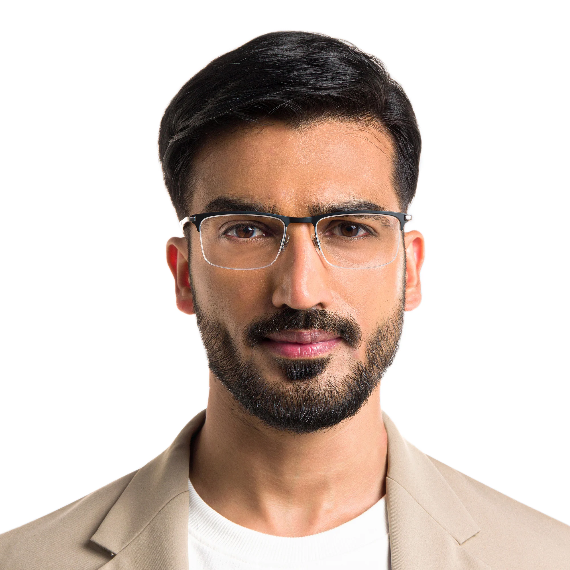 تسوق نظارة طبية مستطيلة بنصف إطار EYE'M بلون أسود أونلاين.