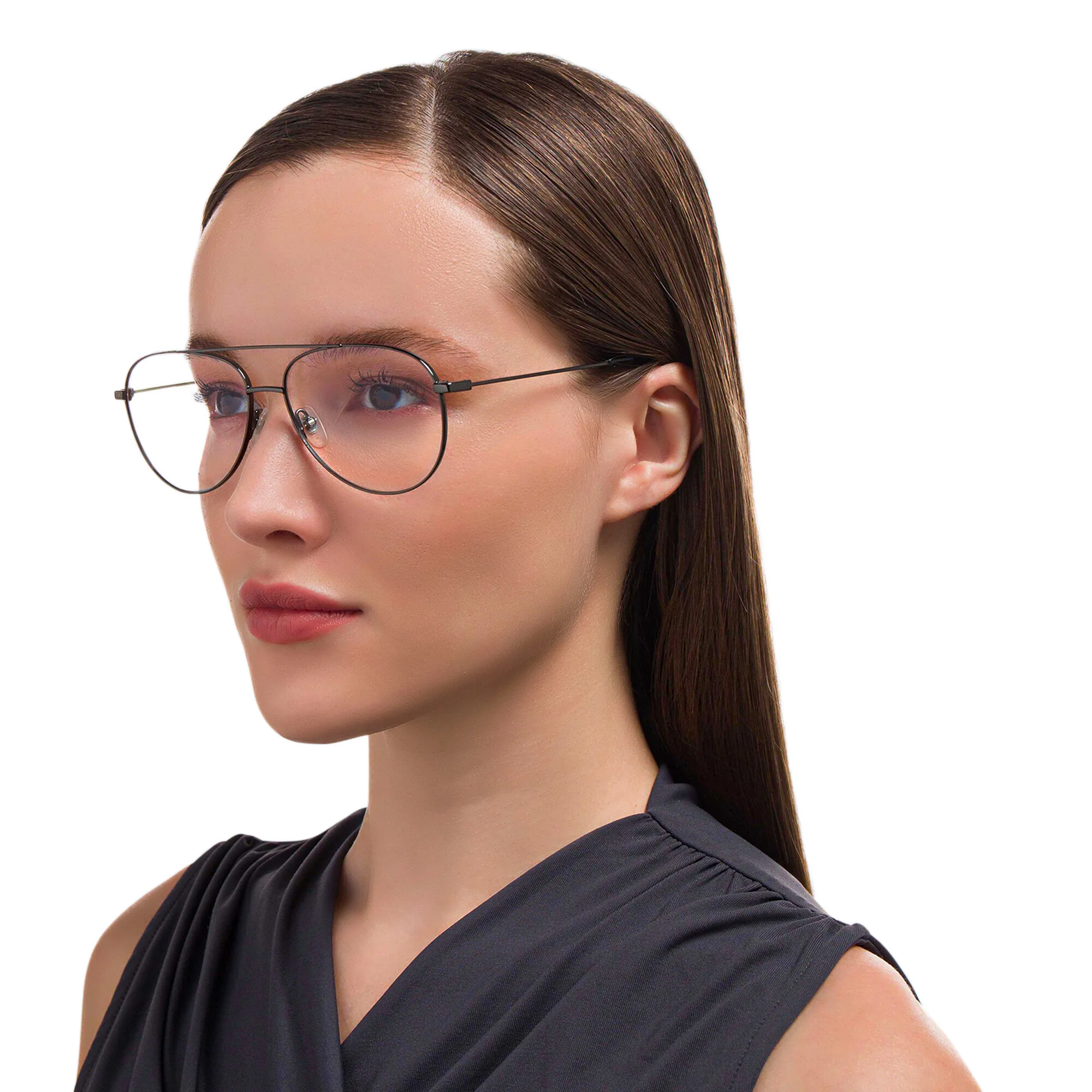 Shop EYE'M Unisex Wide Aviator Eyeglasses in Gunmetal online.