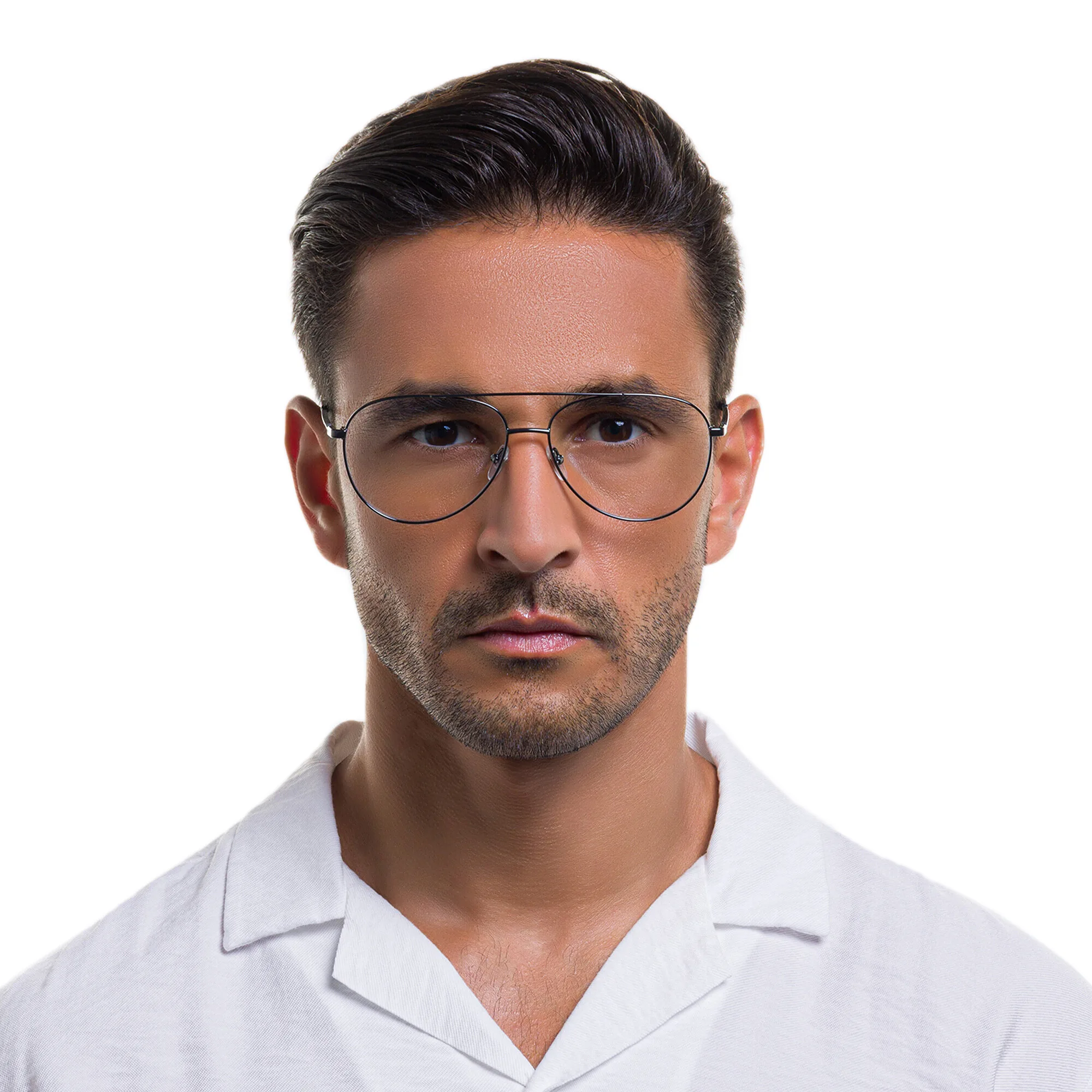 Shop EYE'M Unisex Wide Aviator Eyeglasses in Gunmetal online.