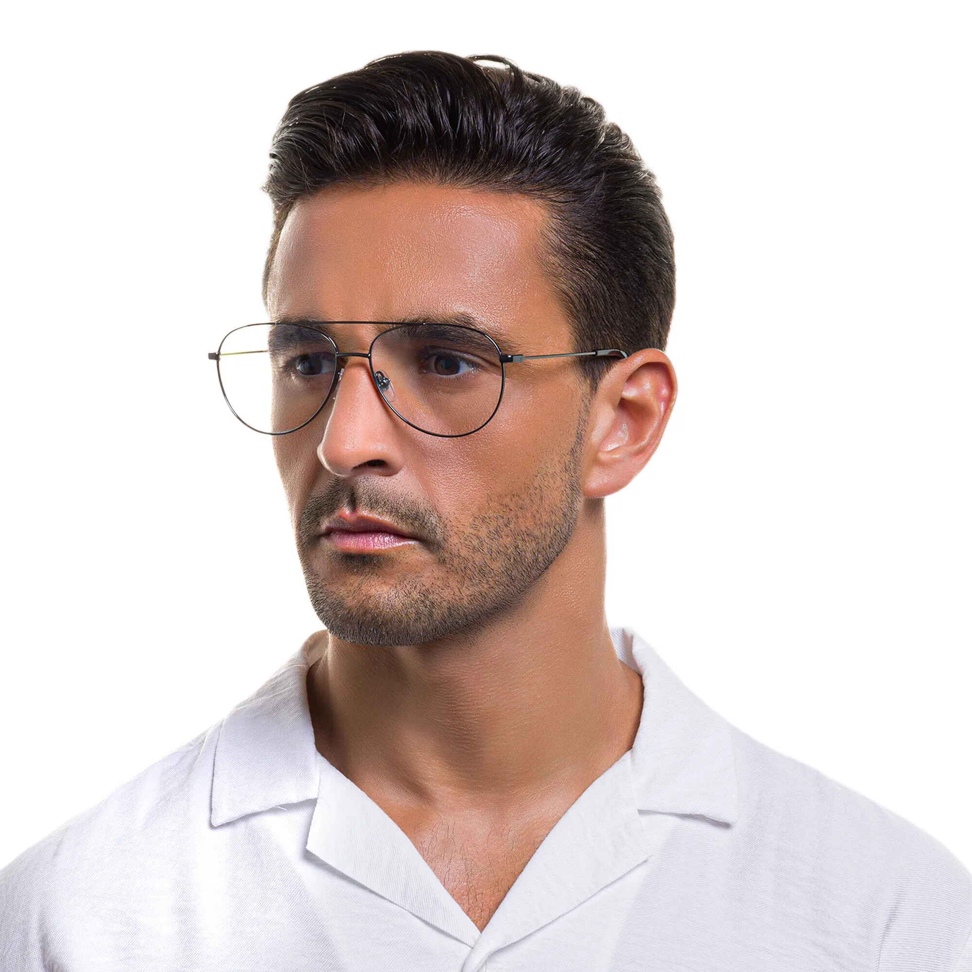 Shop EYE'M Unisex Wide Aviator Eyeglasses in Gunmetal online.