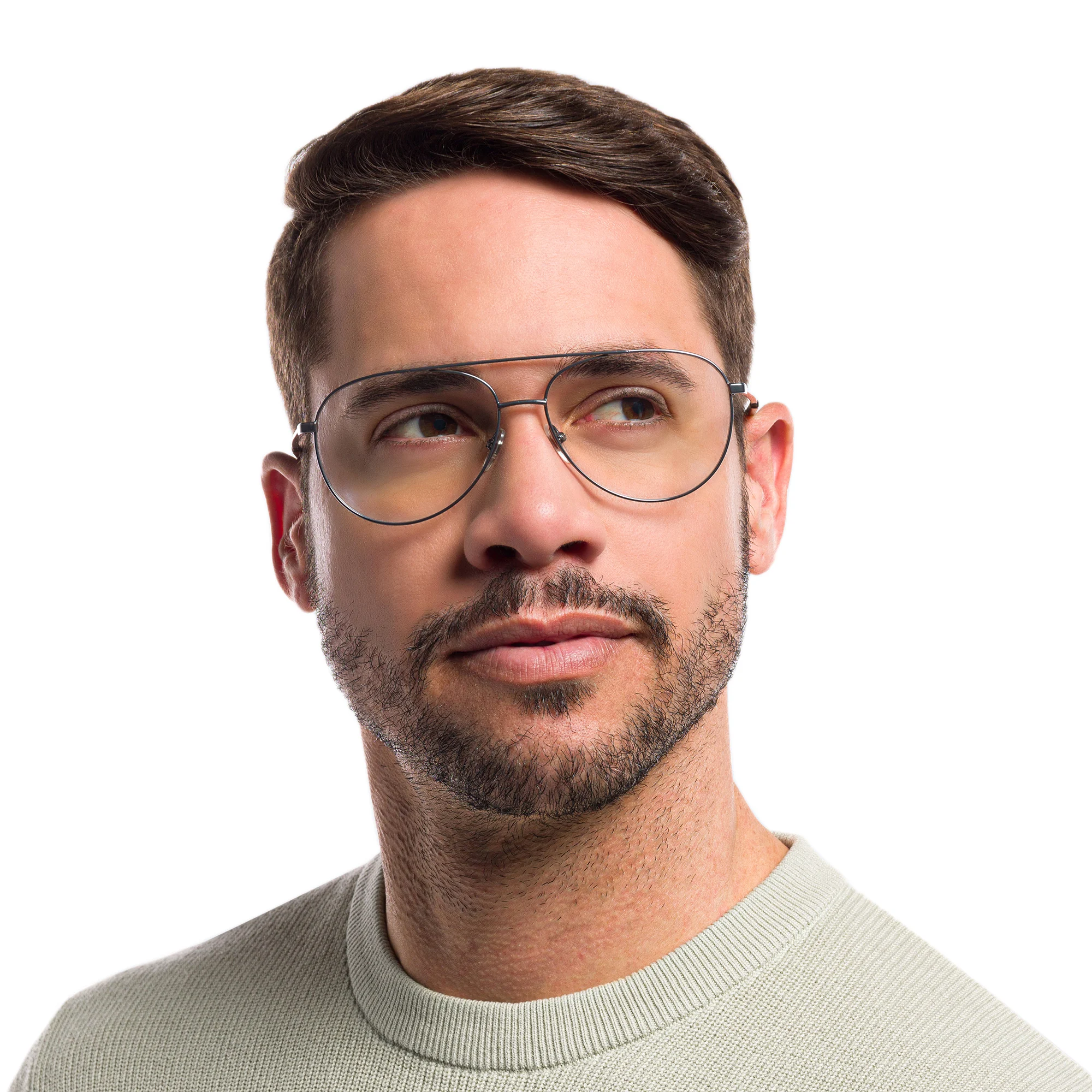 Shop EYE'M Unisex Wide Aviator Eyeglasses in Grey online.