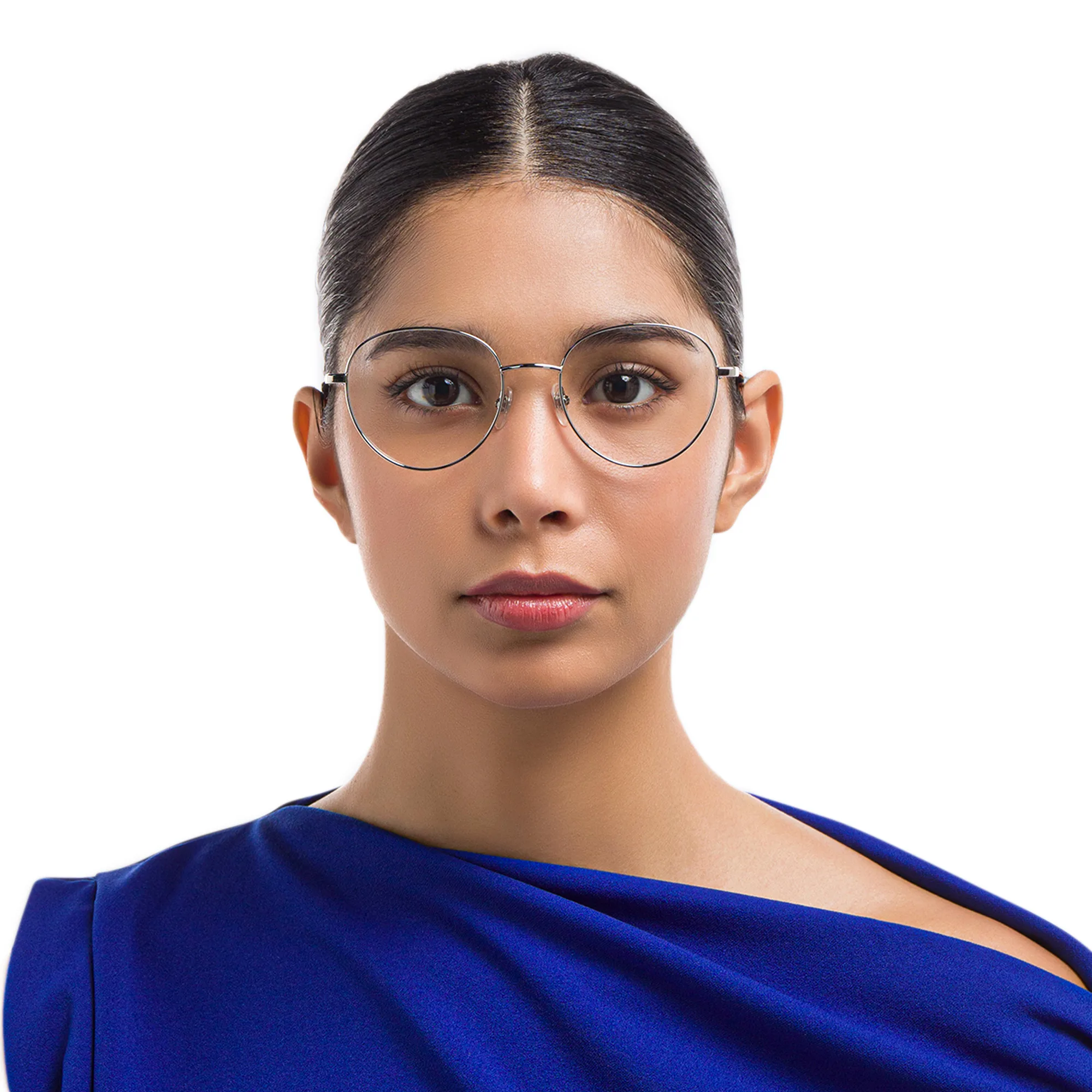 Shop EYE'M Unisex Round Eyeglasses in Silver online.