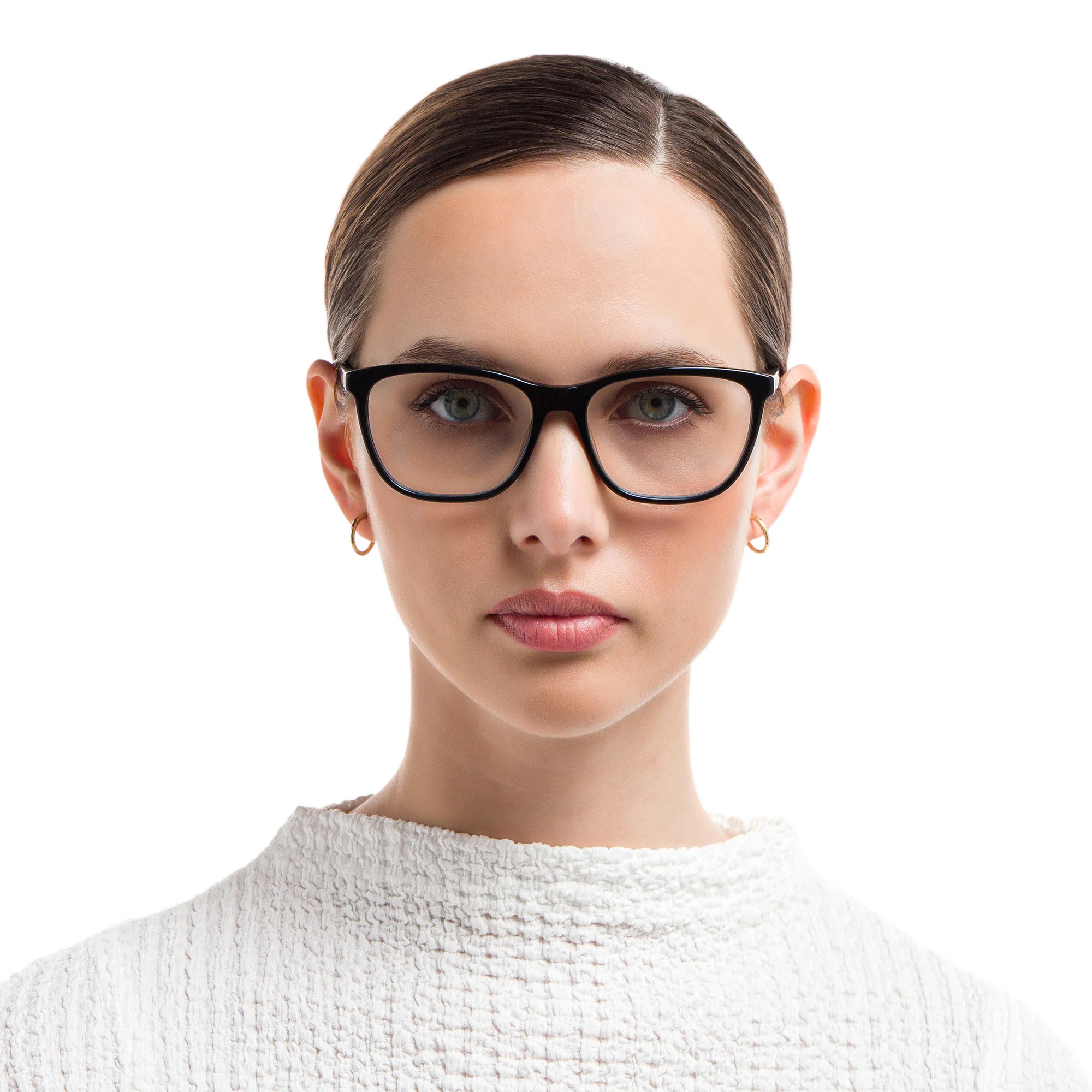 Shop EYE'M Square Eyeglasses in Black online.