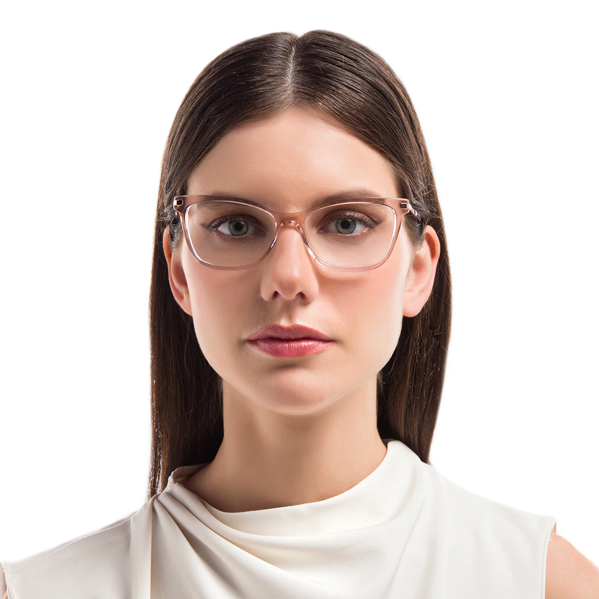 Shop EYE'M Cat Eye Eyeglasses in Nude online.