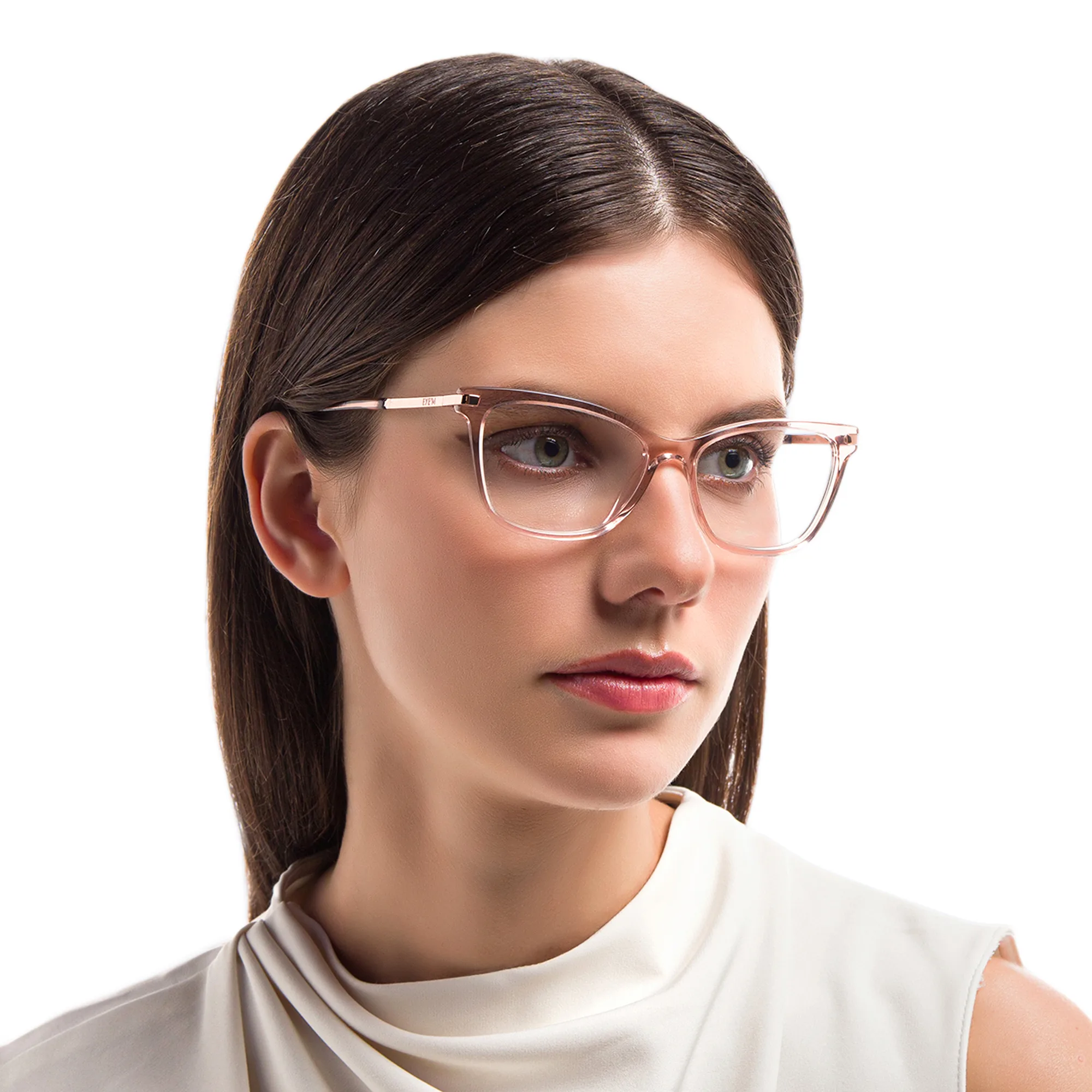 Shop EYE'M Cat Eye Eyeglasses in Nude online.