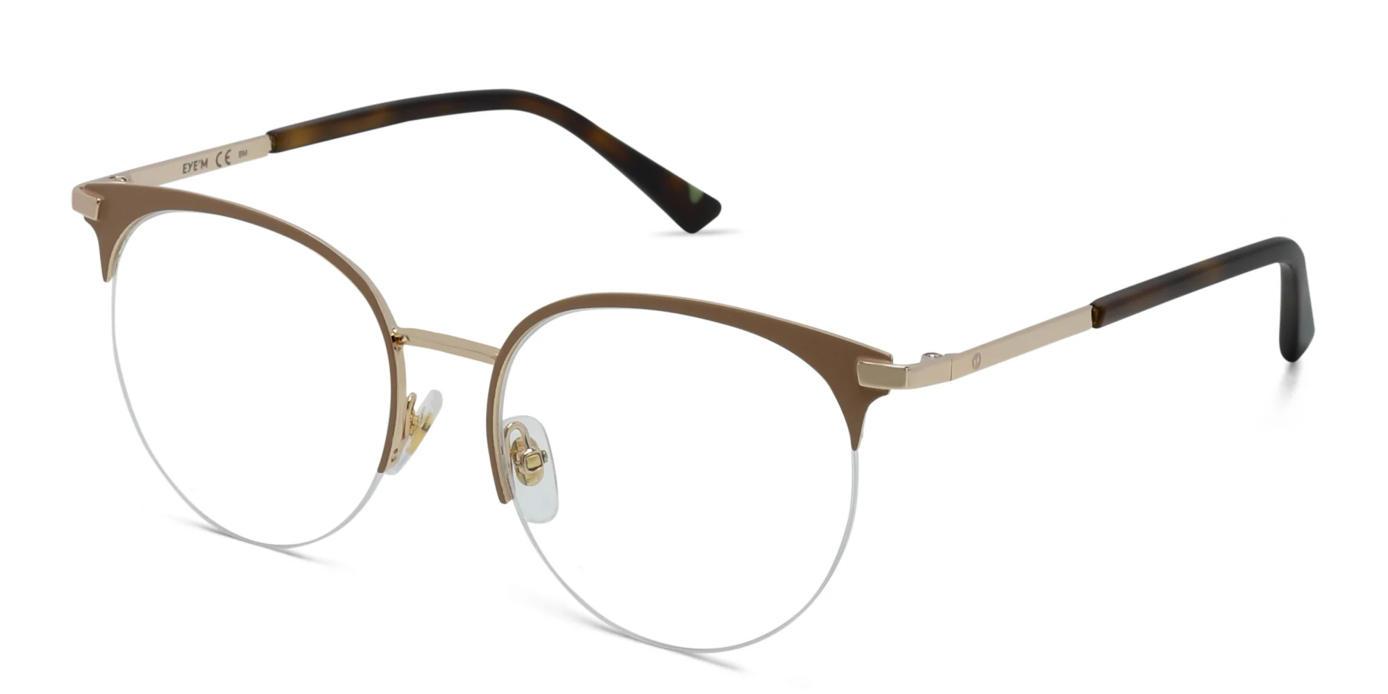 Shop EYE'M Half Rim Cat Eye Eyeglasses in Nude online.