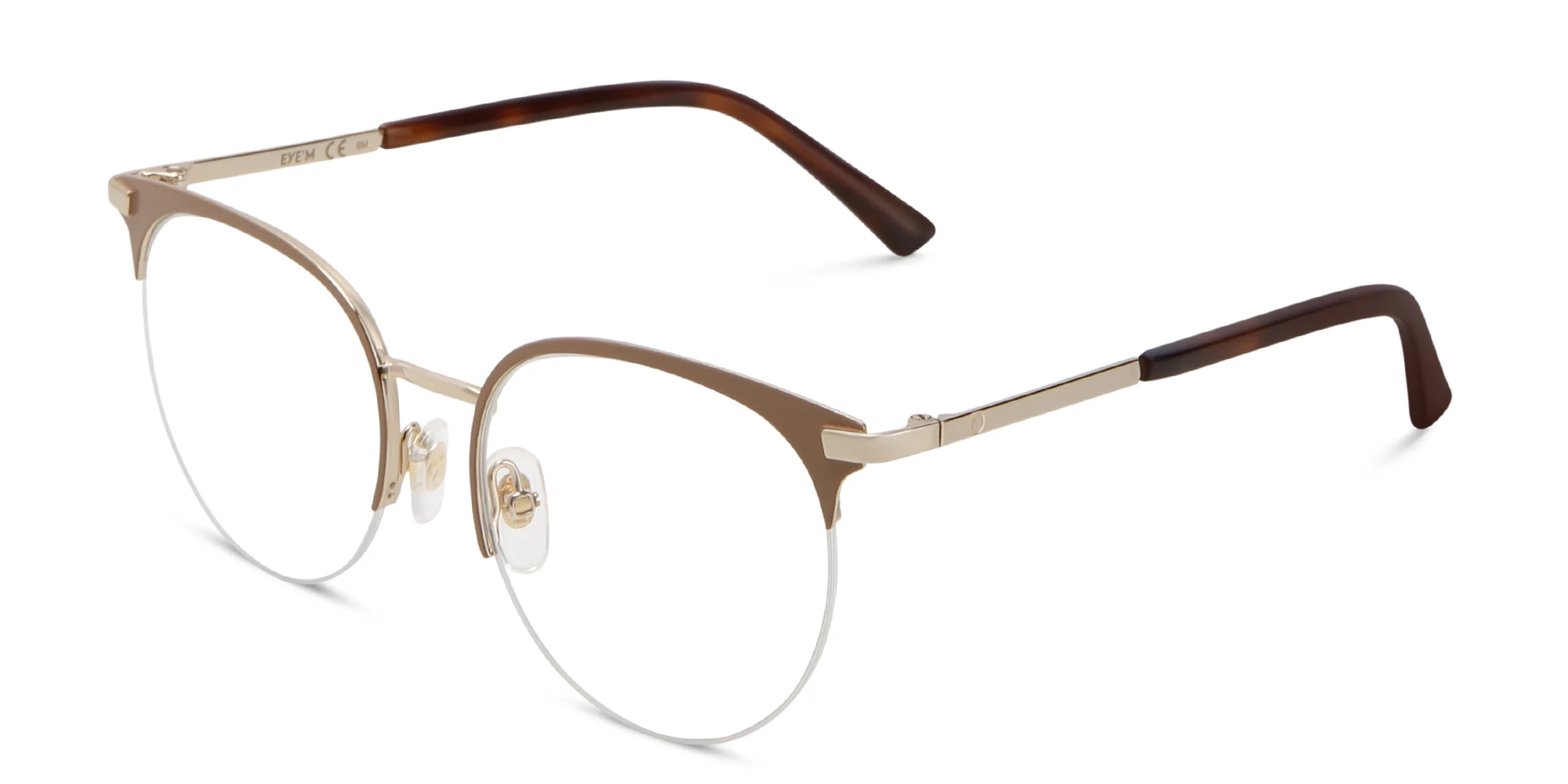 Shop EYE'M Half Rim Cat Eye Eyeglasses in Nude online.