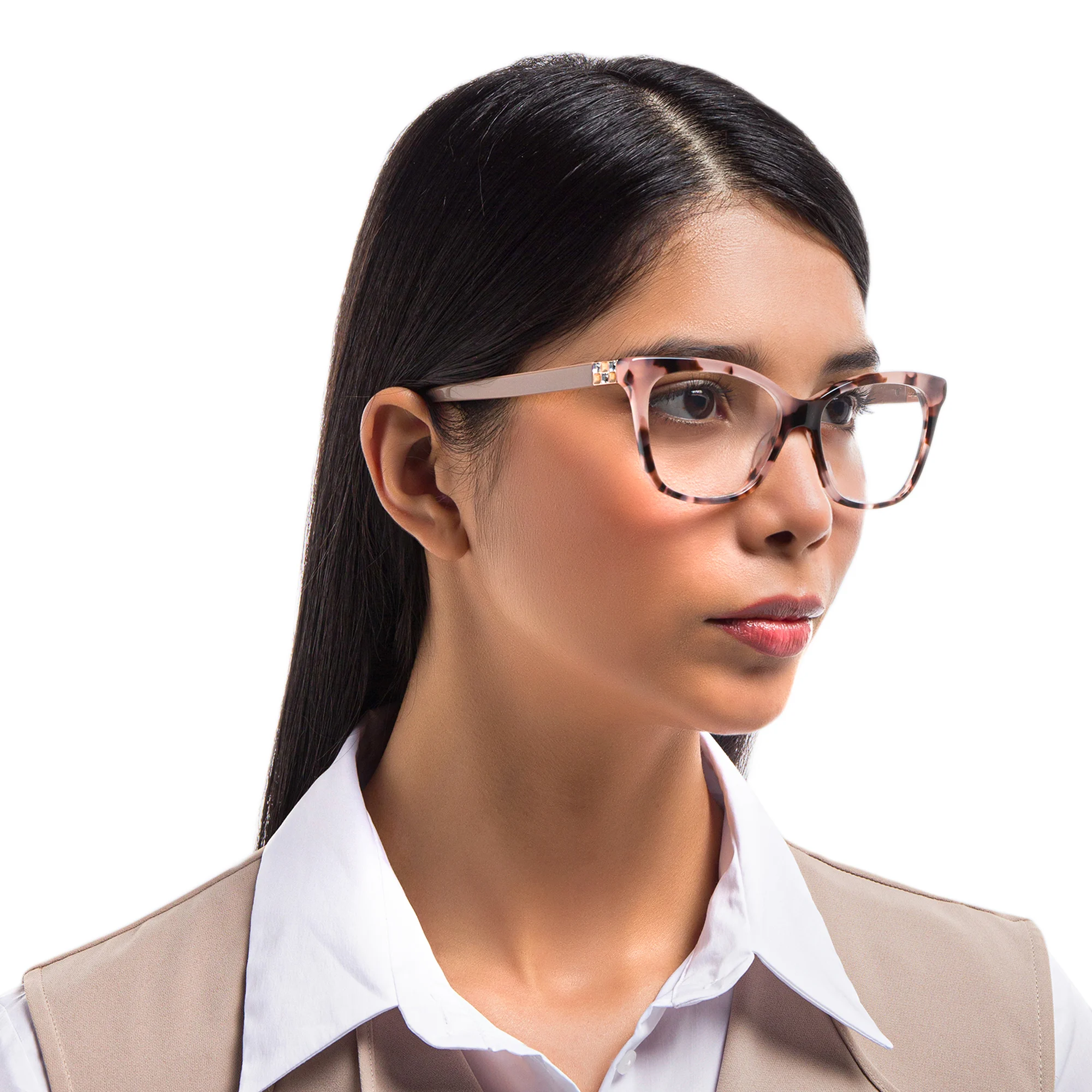 Shop EYE'M Cat Eye Eyeglasses in Nude online.