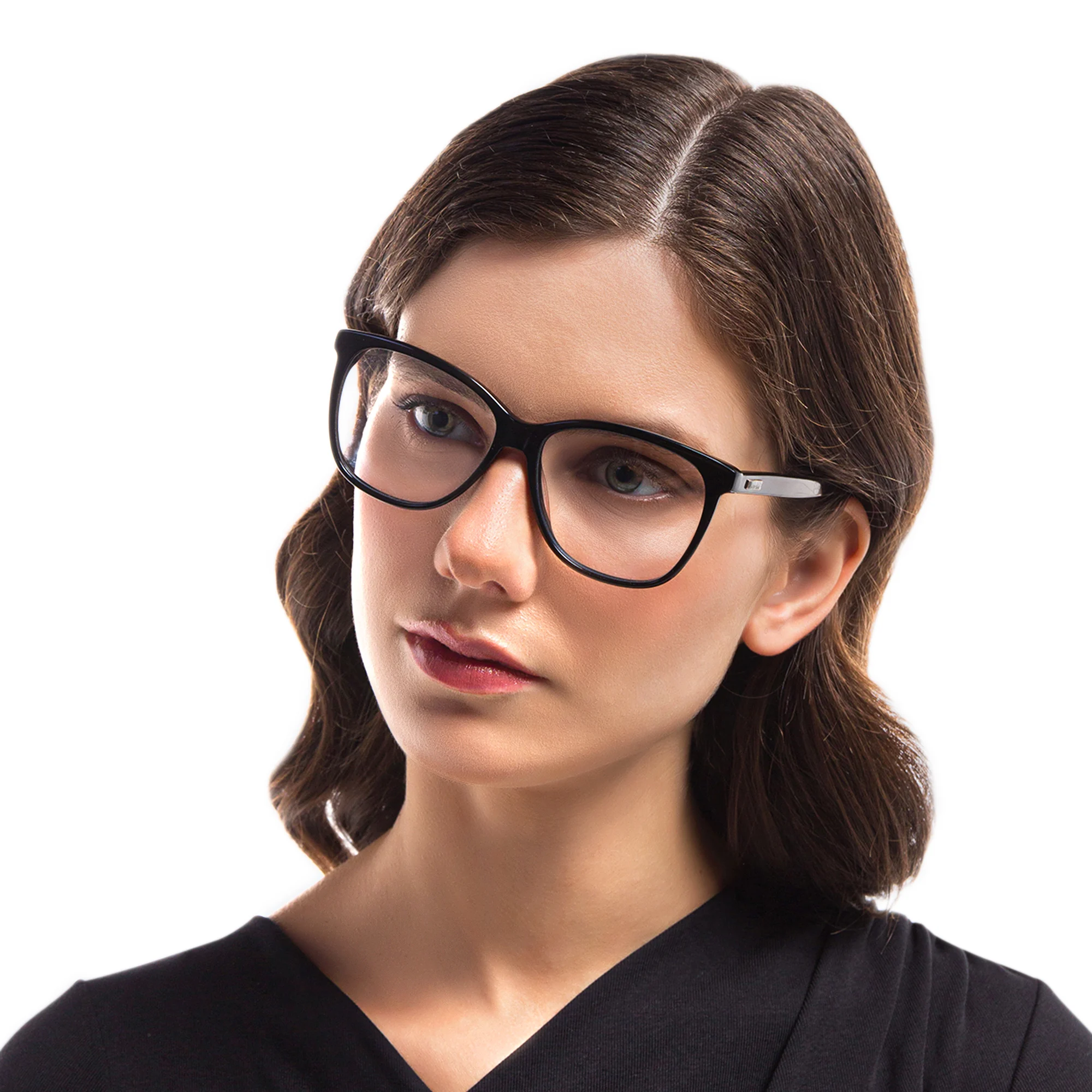 Shop EYE'M Square Eyeglasses in Black online.