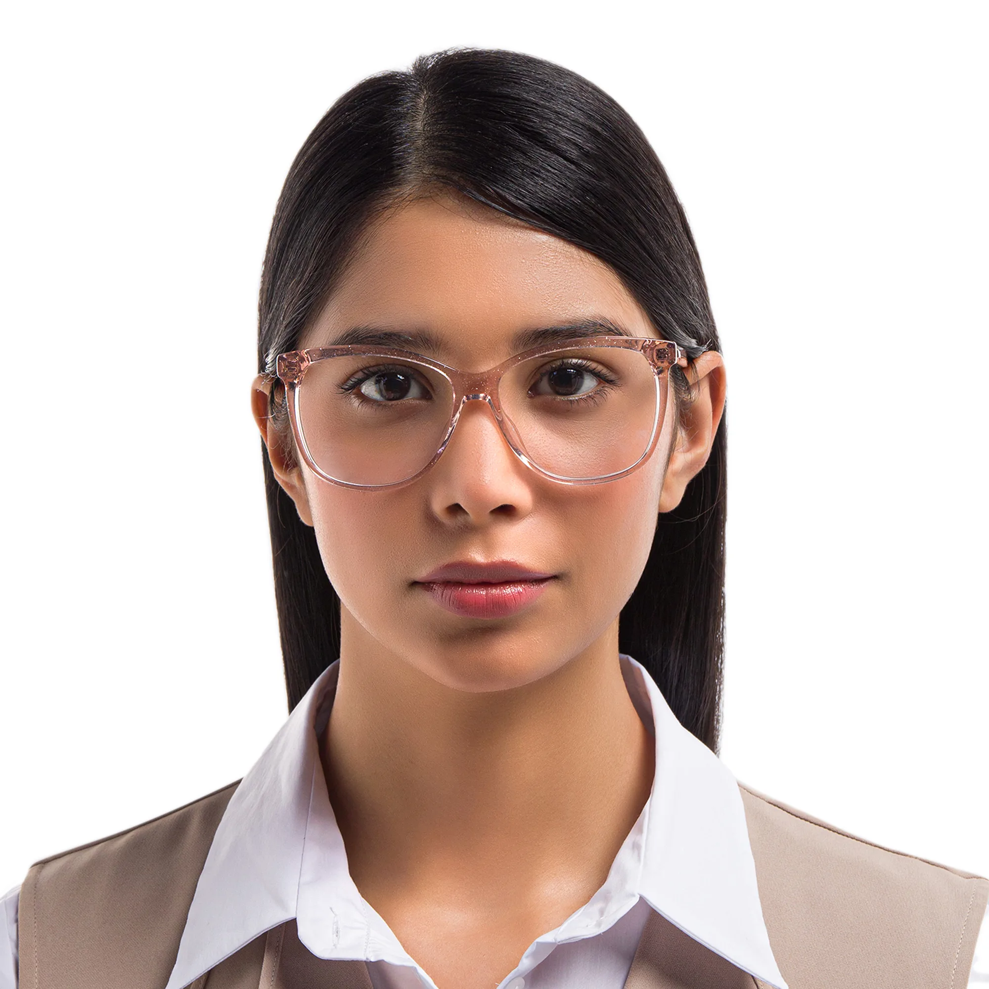 Shop EYE'M Square Eyeglasses in Nude online.