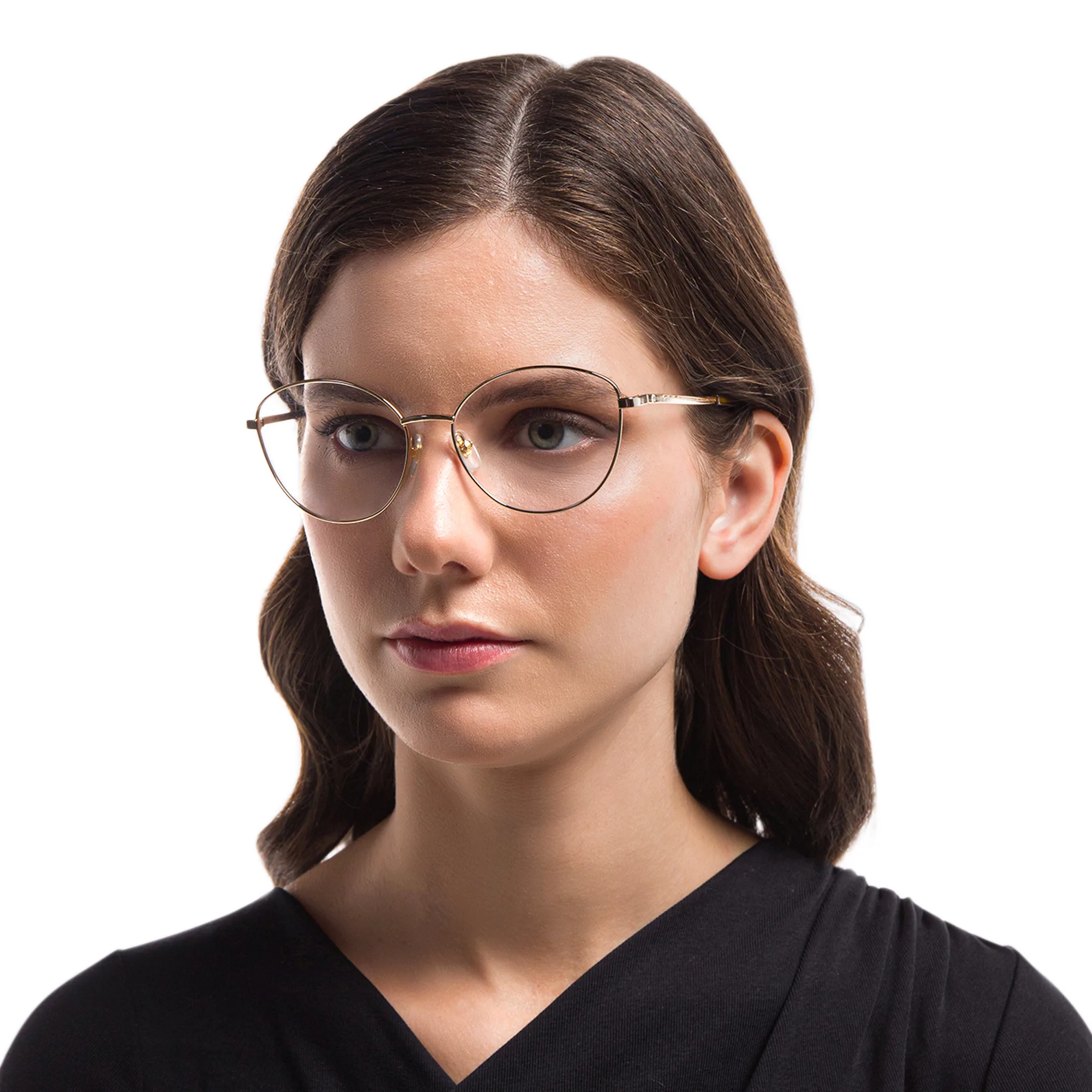 Shop EYE'M Wide Cat Eye Eyeglasses in Gold online.