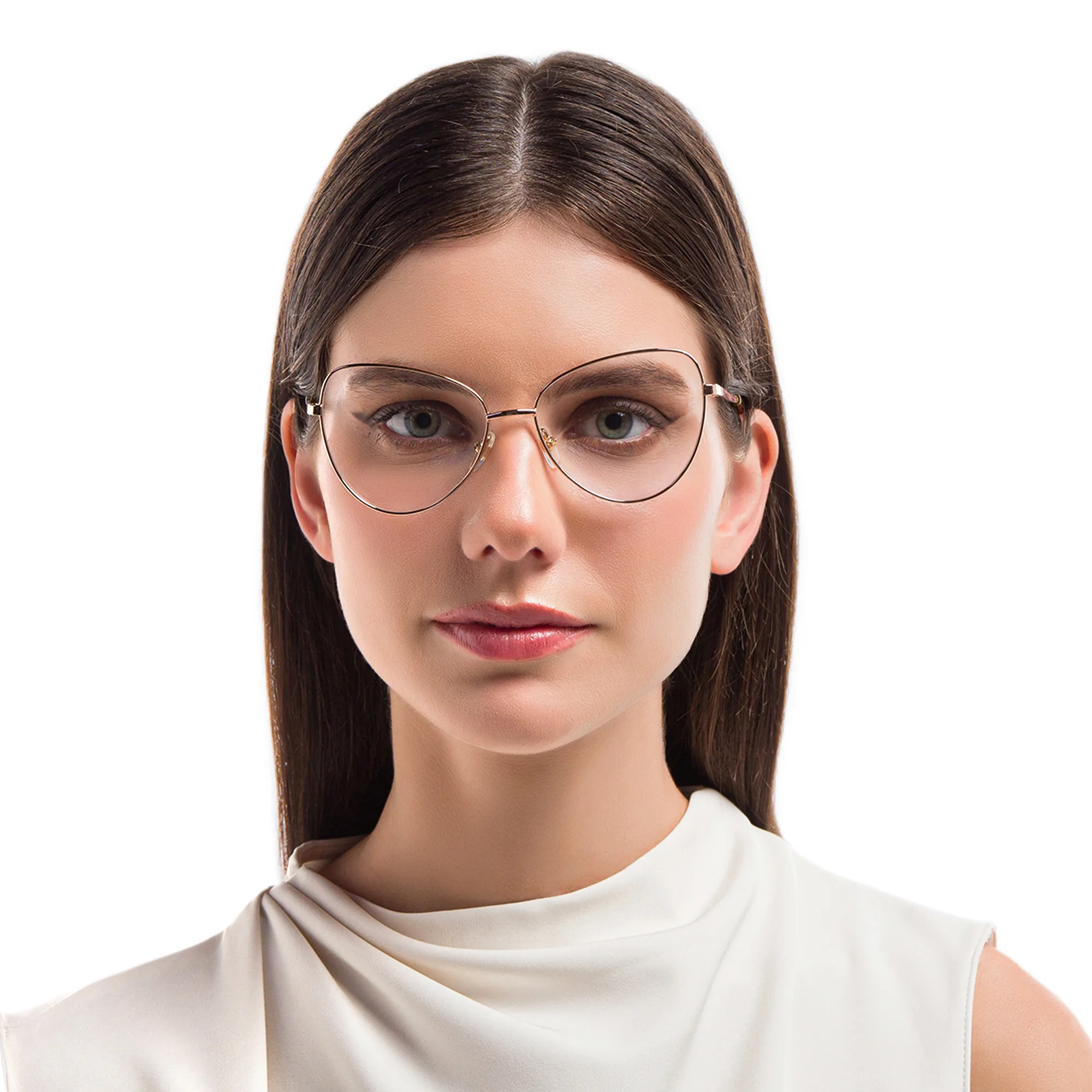 Shop EYE'M Cat Eye Eyeglasses in Rose Gold online.