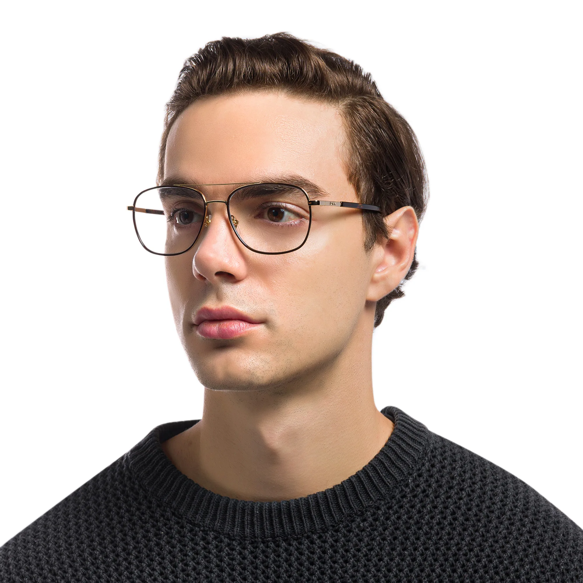 Shop EYE'M Wide Square Eyeglasses in Havana online.