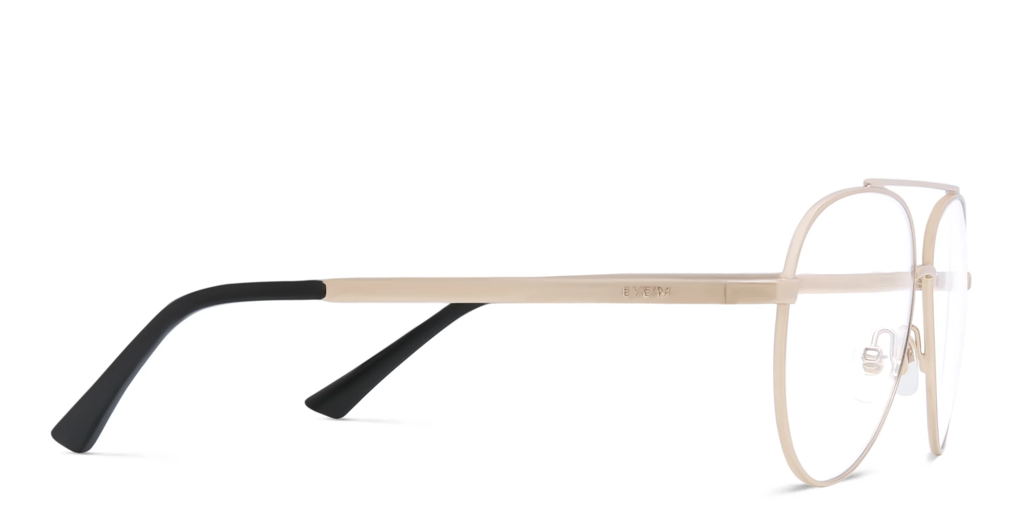 Shop EYE'M Wide Aviator Eyeglasses in Rose Gold online.
