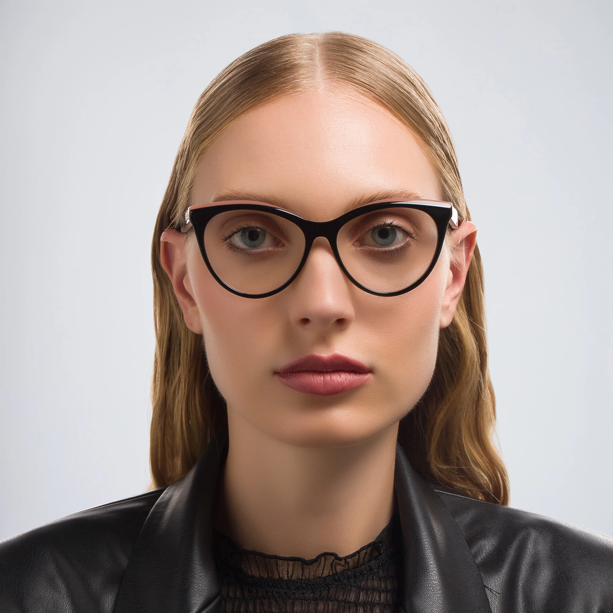 Shop EYE'M Cat-Eye Eyeglasses in Double Layer Black online.