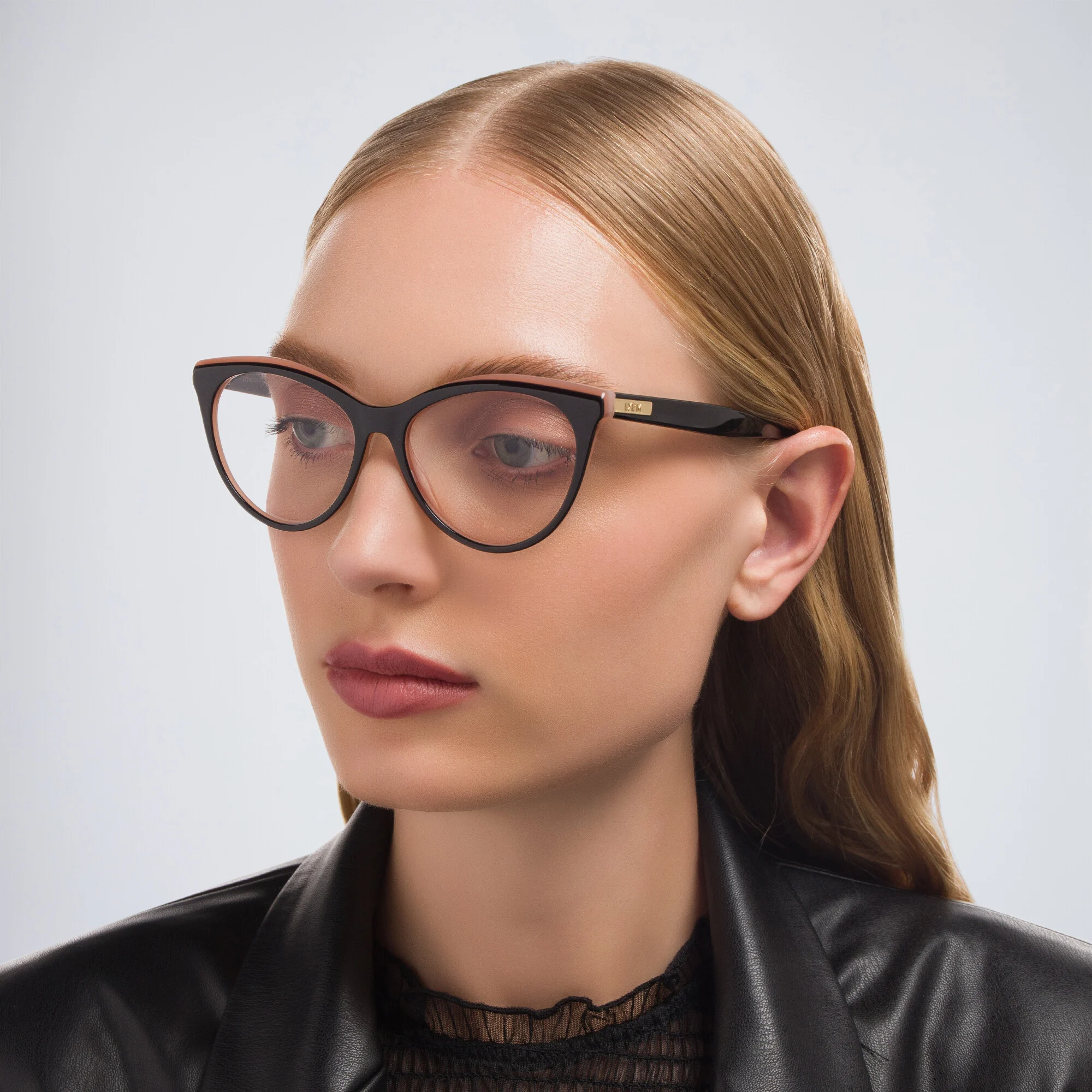 Shop EYE'M Cat-Eye Eyeglasses in Double Layer Black online.