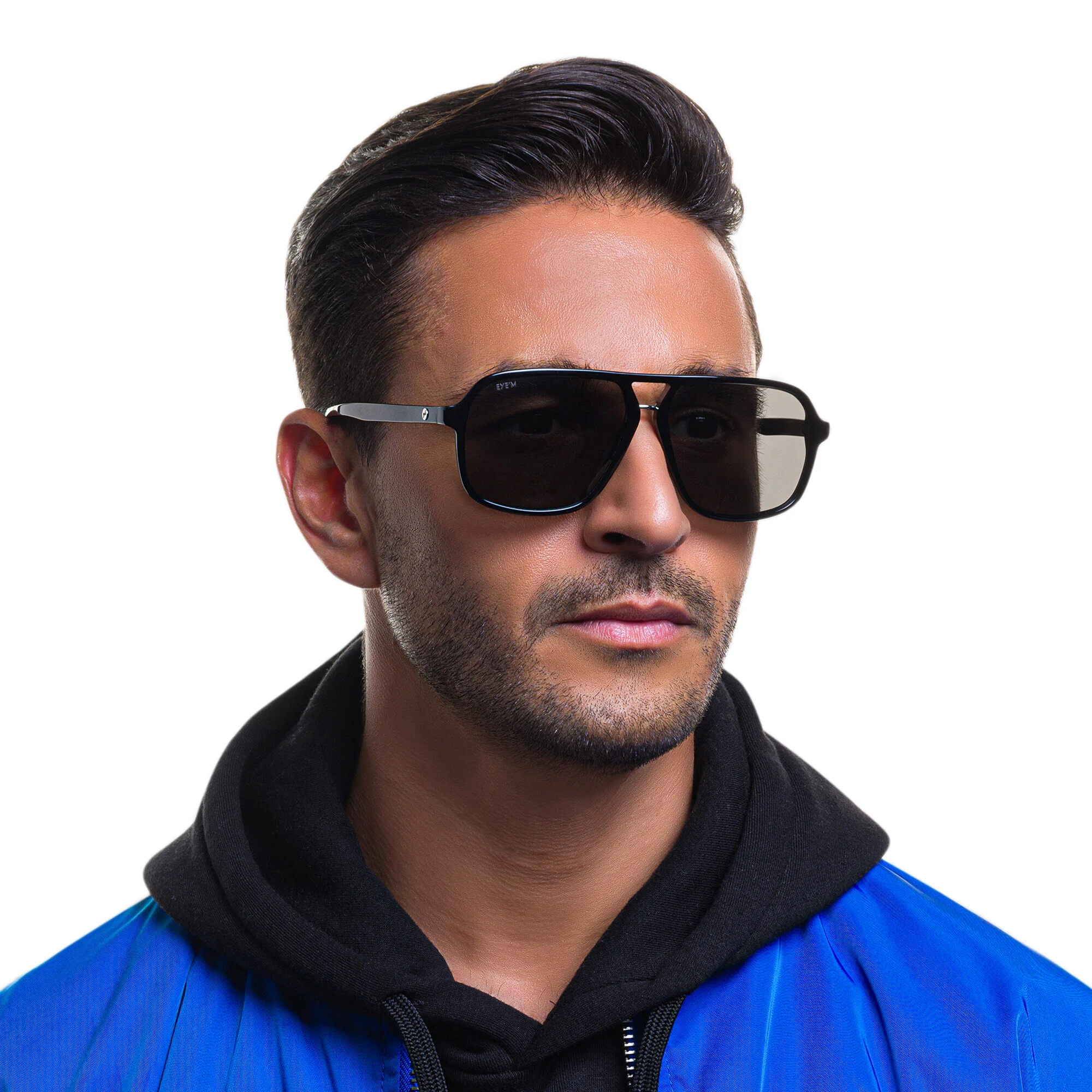 Shop EYE'M Aviator Sunglasses in Black online.