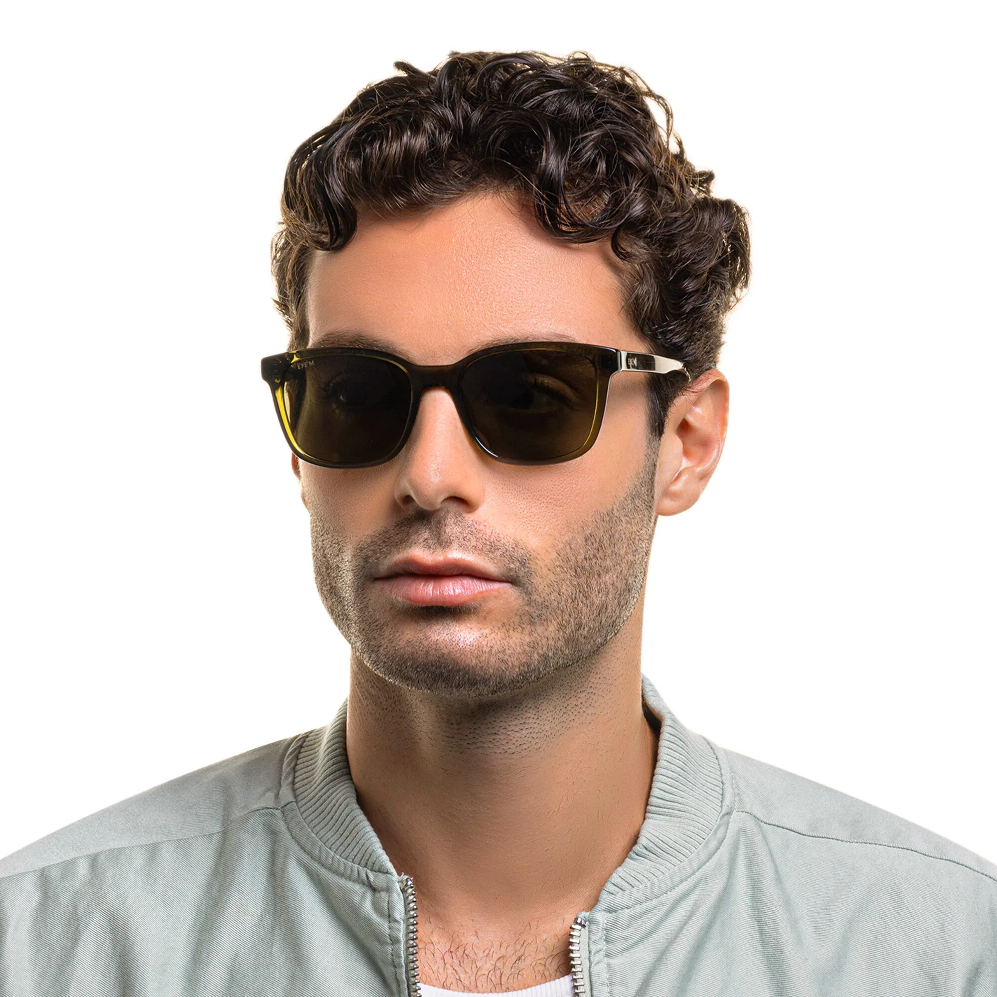 Shop EYE'M Square Sunglasses in Green online.