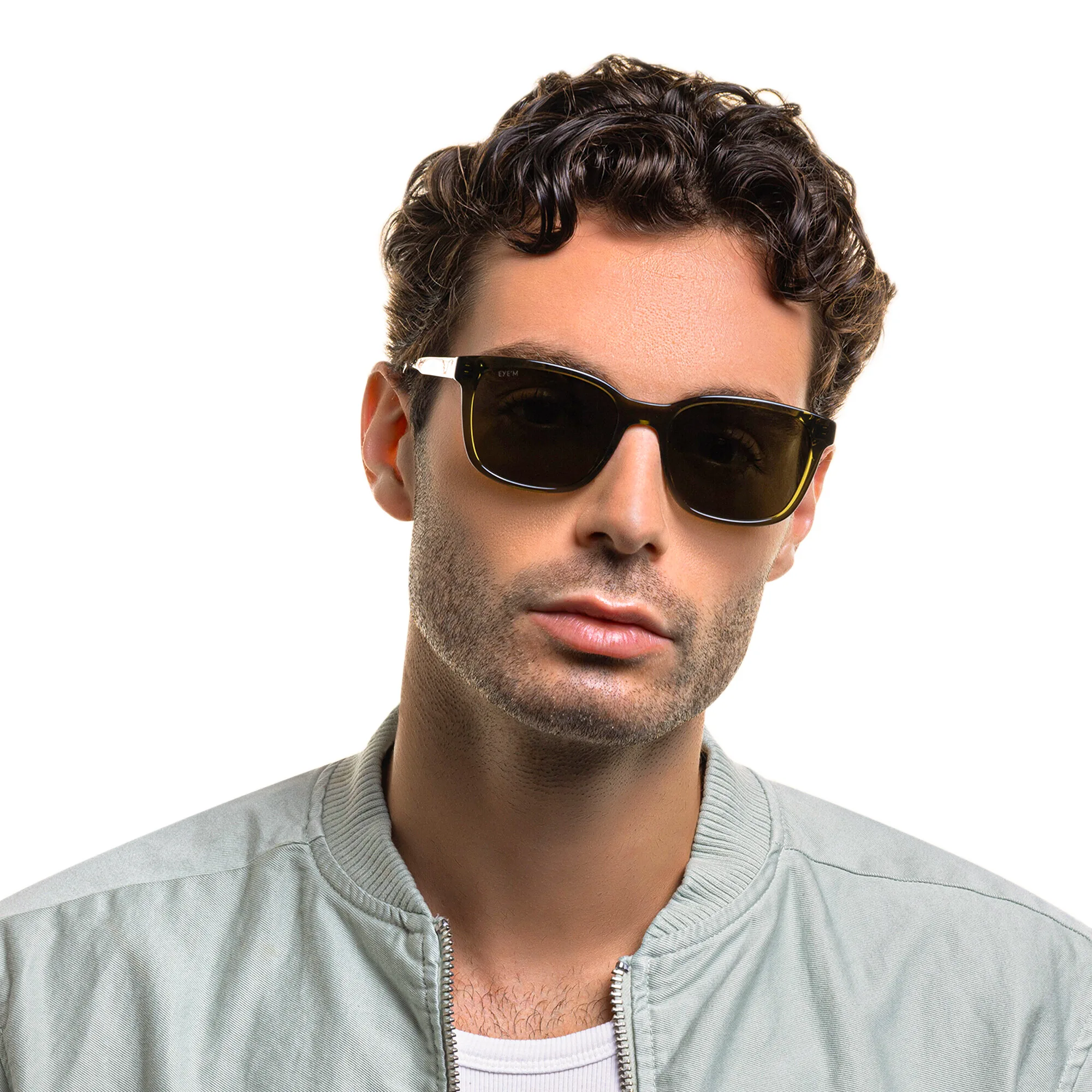 Shop EYE'M Square Sunglasses in Green online.