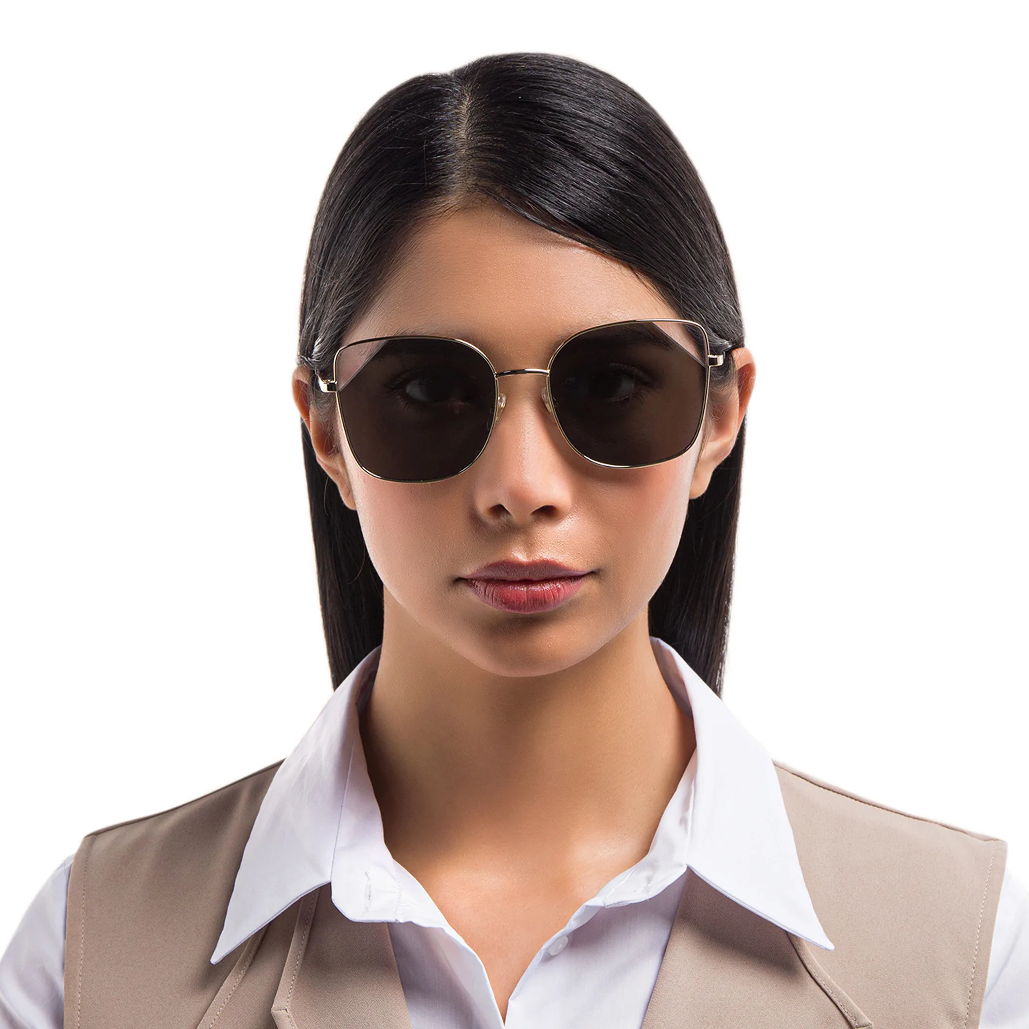 Shop EYE'M Cat Eye Sunglasses in Gold online.