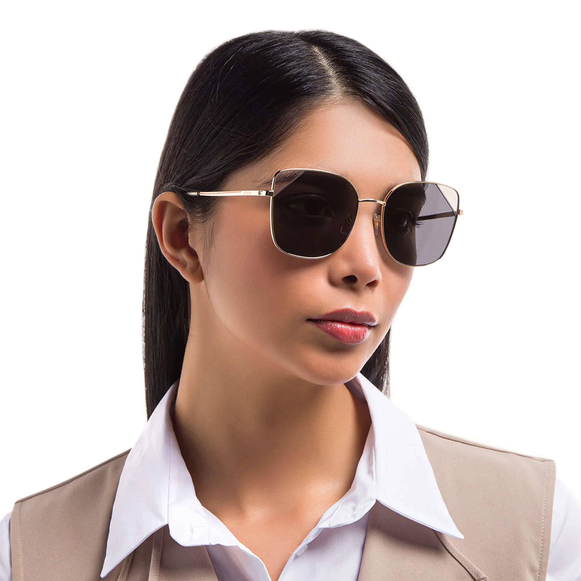 Shop EYE'M Cat Eye Sunglasses in Gold online.