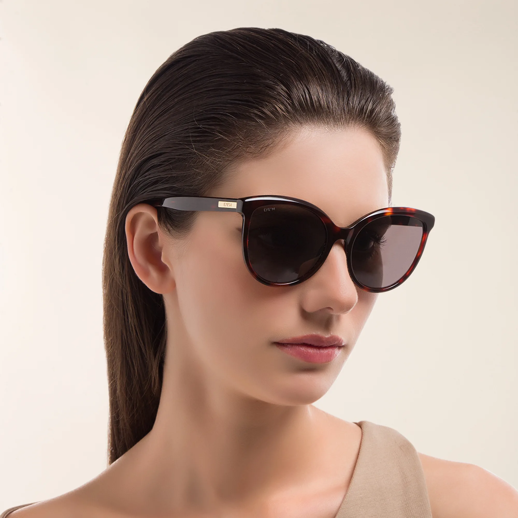 Shop EYE'M Cat Eye Sunglasses in Havana online.