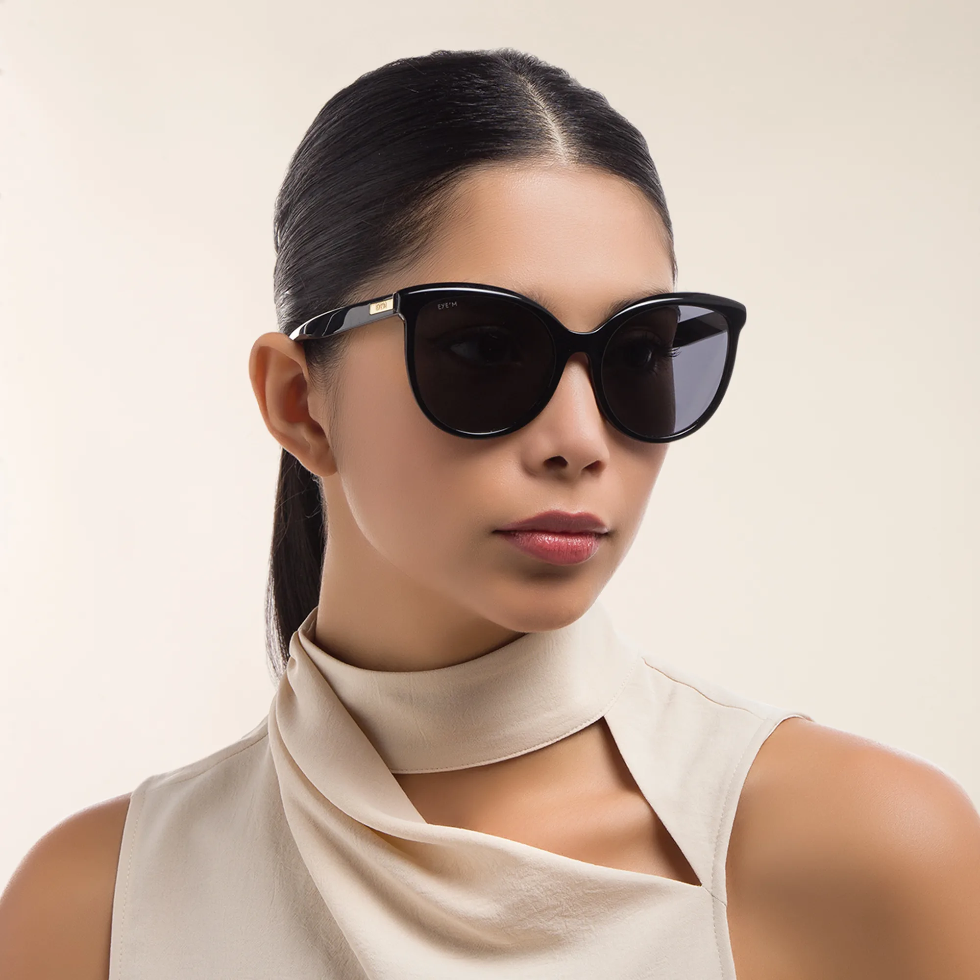 Shop EYE'M Cat Eye Sunglasses in Black online.
