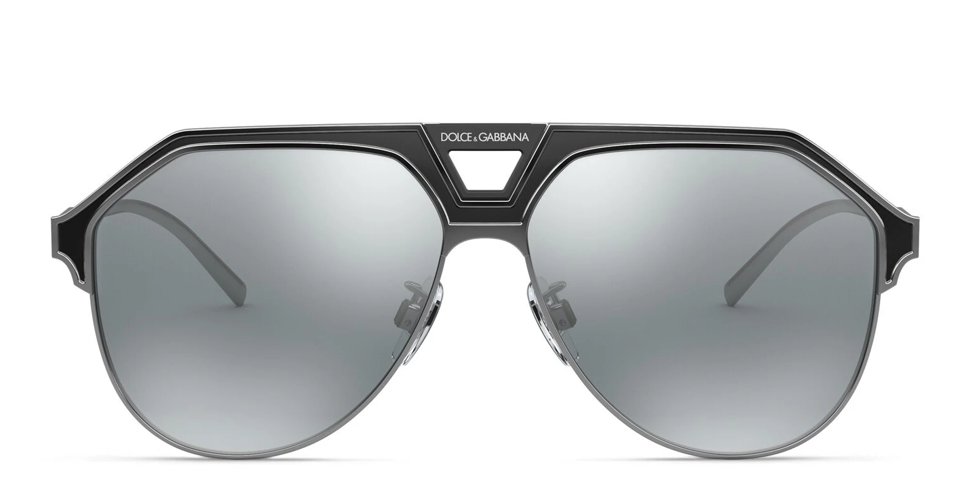 Shop Dolce & Gabbana Wide Aviator Sunglasses in Gunmetal online.